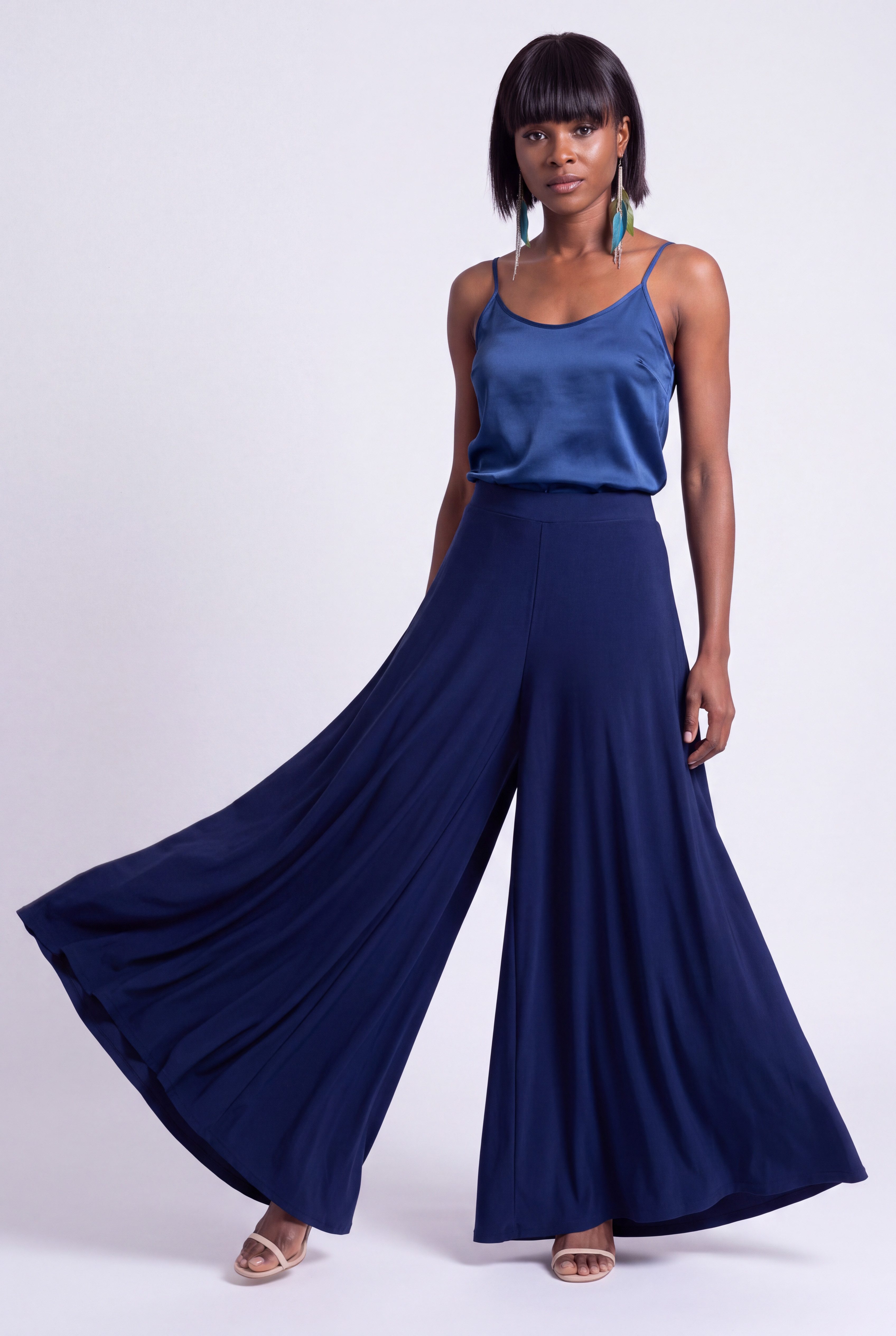 YC Fashion & Style Palazzohose Palazzo-/Wide-Leg-Hose Jerseyhose mit weitem Bein und elastischem Bund mit elastischem Bund