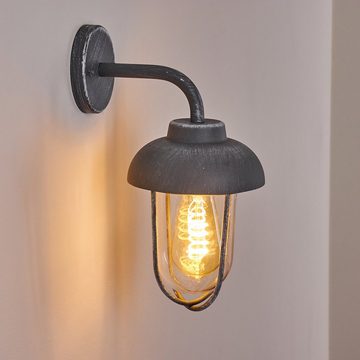 hofstein Außen-Wandleuchte »Pagani« Außenwandlampe aus Metall/Glas in Grau/Weiß, ohne Leuchtmittel, in Retro-Optik, E27en, Außenleuchte mit Echtglas