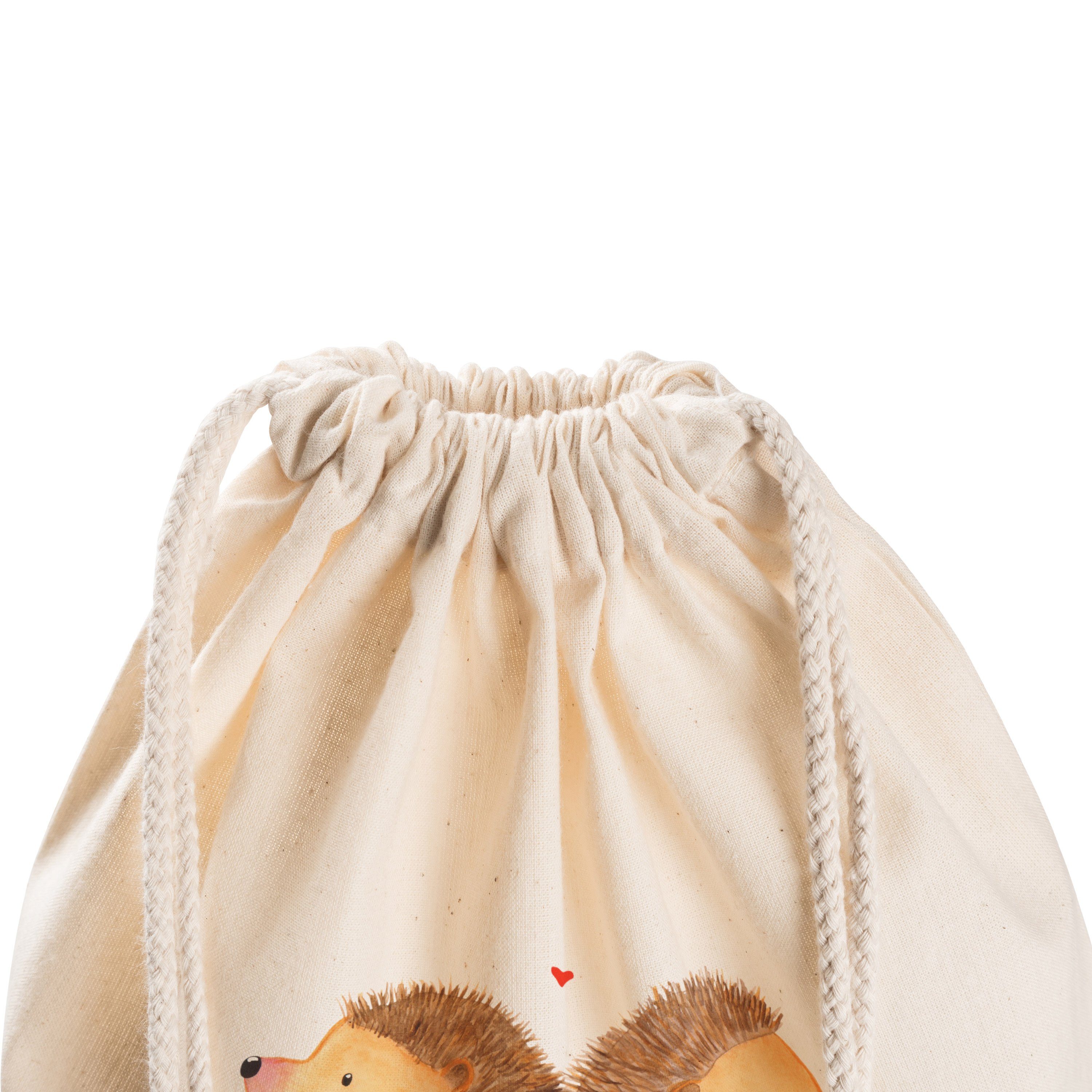 Mr. & Mrs. Panda Sporttasche Transparent Igel Geschenk, (1-tlg) - - Stoffbeutel, händchenhaltend Liebesges