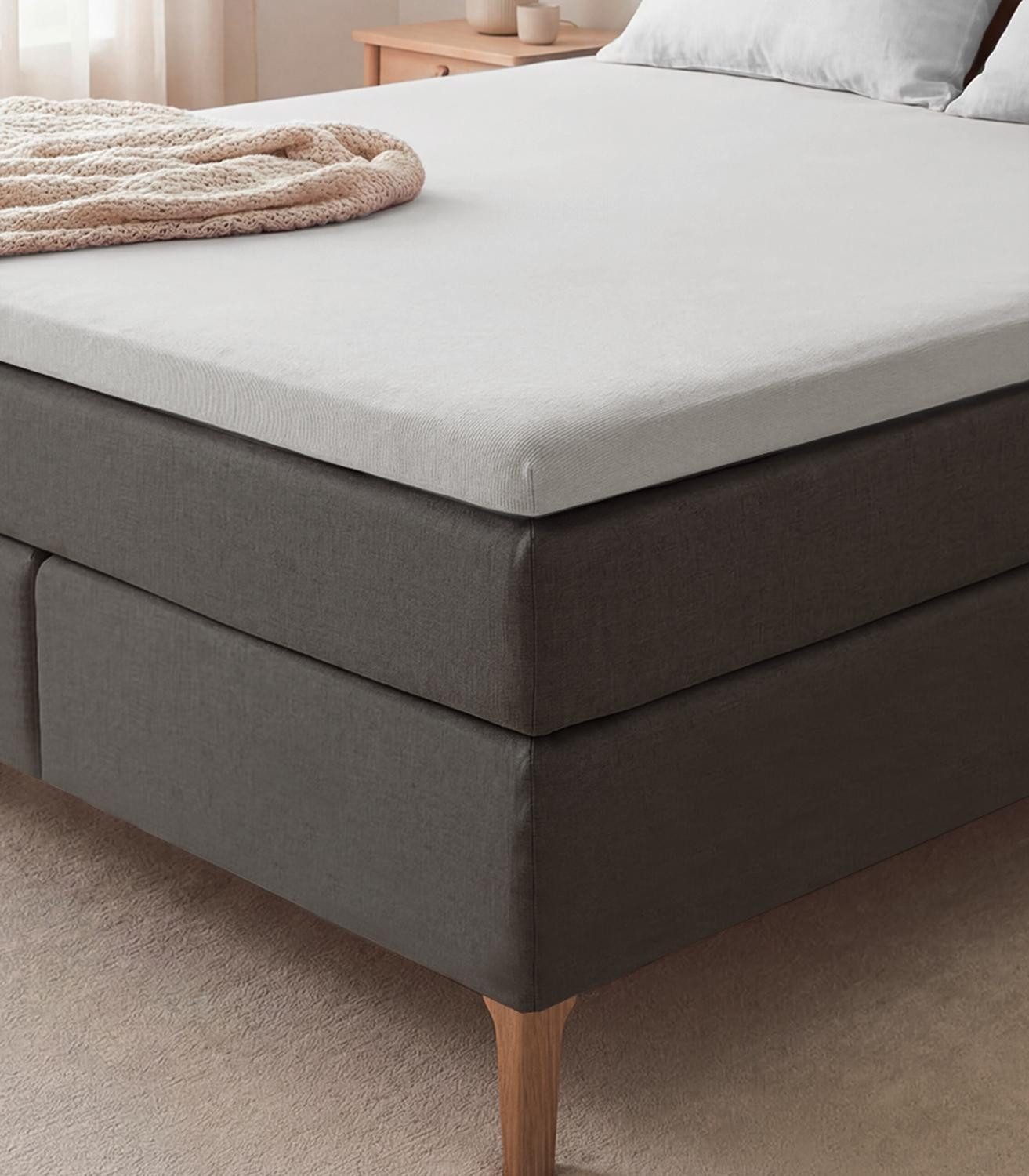 Wülfing Spannbettlaken TOPPY, für Topper, Perlmutt uni, 140 x 200 cm, Jersey, (1 Stück)