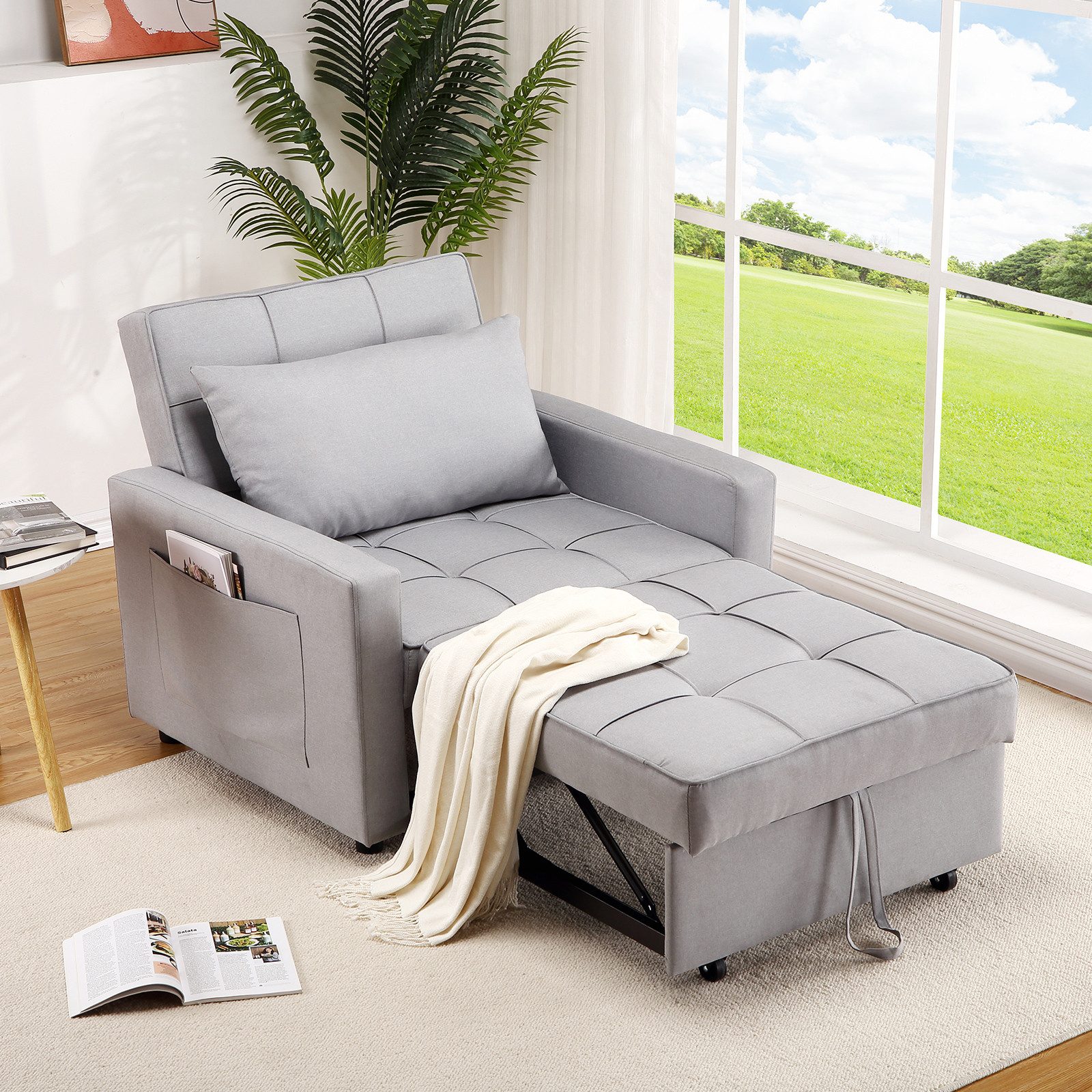 GarveeMore Schlafsofa 3-In-1 Bettsofa mit Schlaffunktion Faltbares Einzelso günstig online kaufen