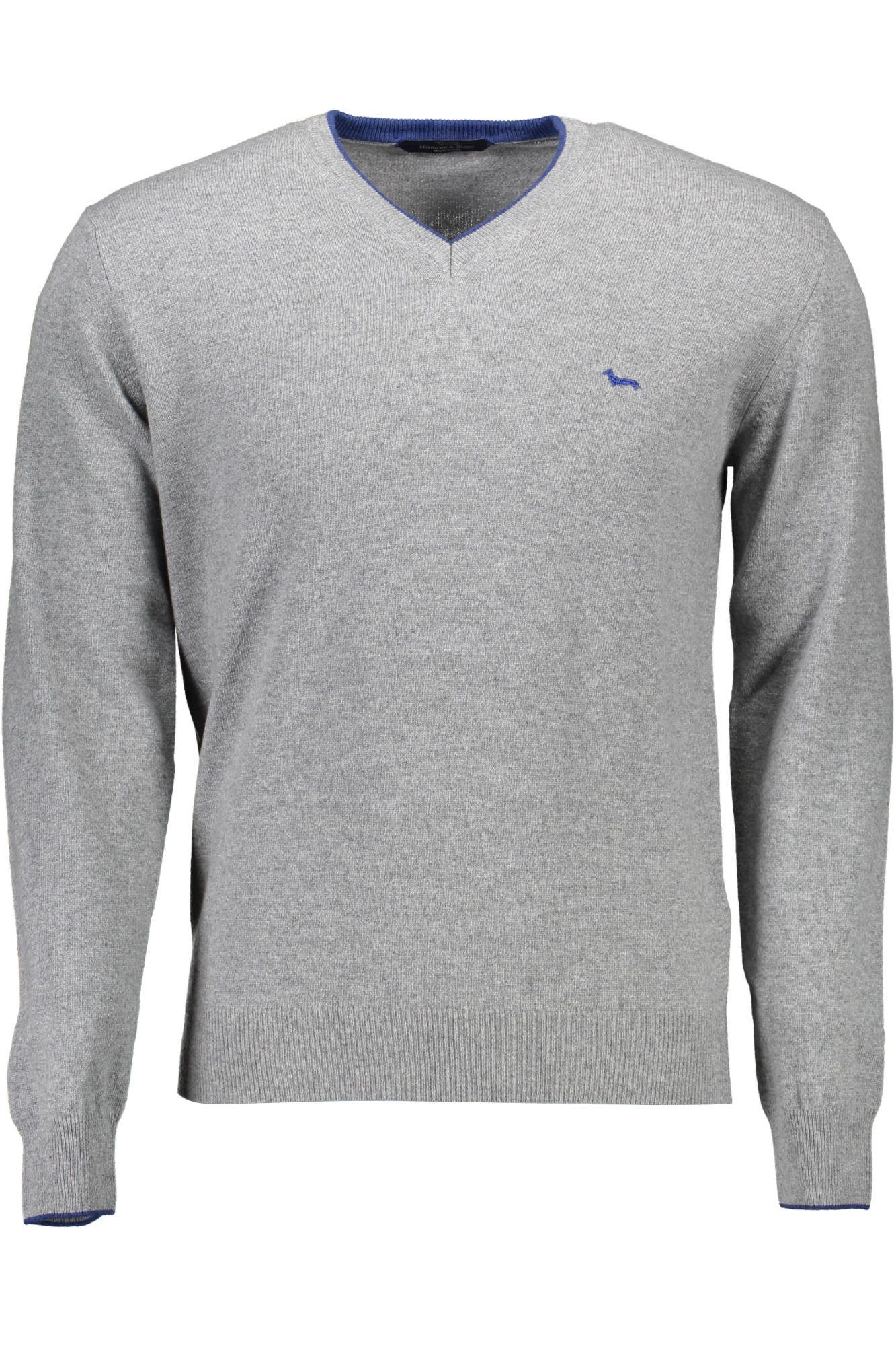 Harmont & Blaine Strickpullover Eleganter Herrenpullover in Grau mit V-Ausschnitt und Kontrastdetails