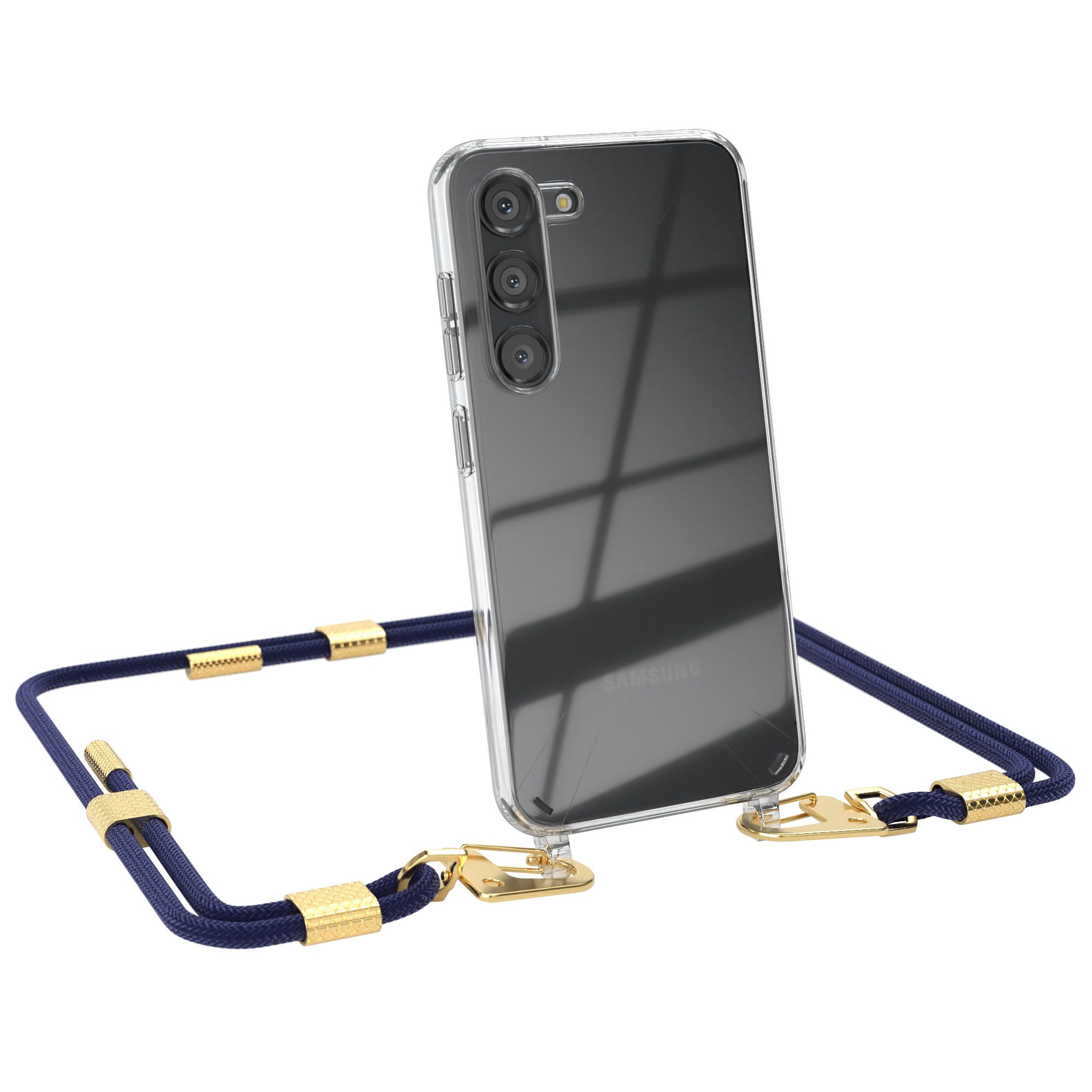 EAZY CASE Handykette Silikonhülle mit Kette für Samsung Galaxy S23 6,1 Zoll, Hülle mit Band 2in1 Handyband Etui Case mit Kordel Dunkelblau Navy