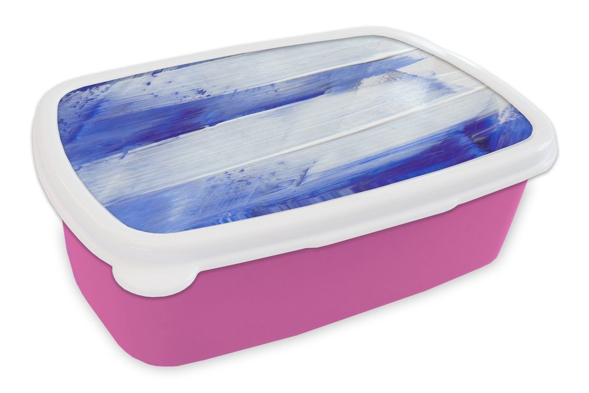 MuchoWow Lunchbox Farbe - Design - Blau, Kunststoff, (2-tlg), Brotbox für Erwachsene, Brotdose Kinder, Snackbox, Mädchen, Kunststoff rosa