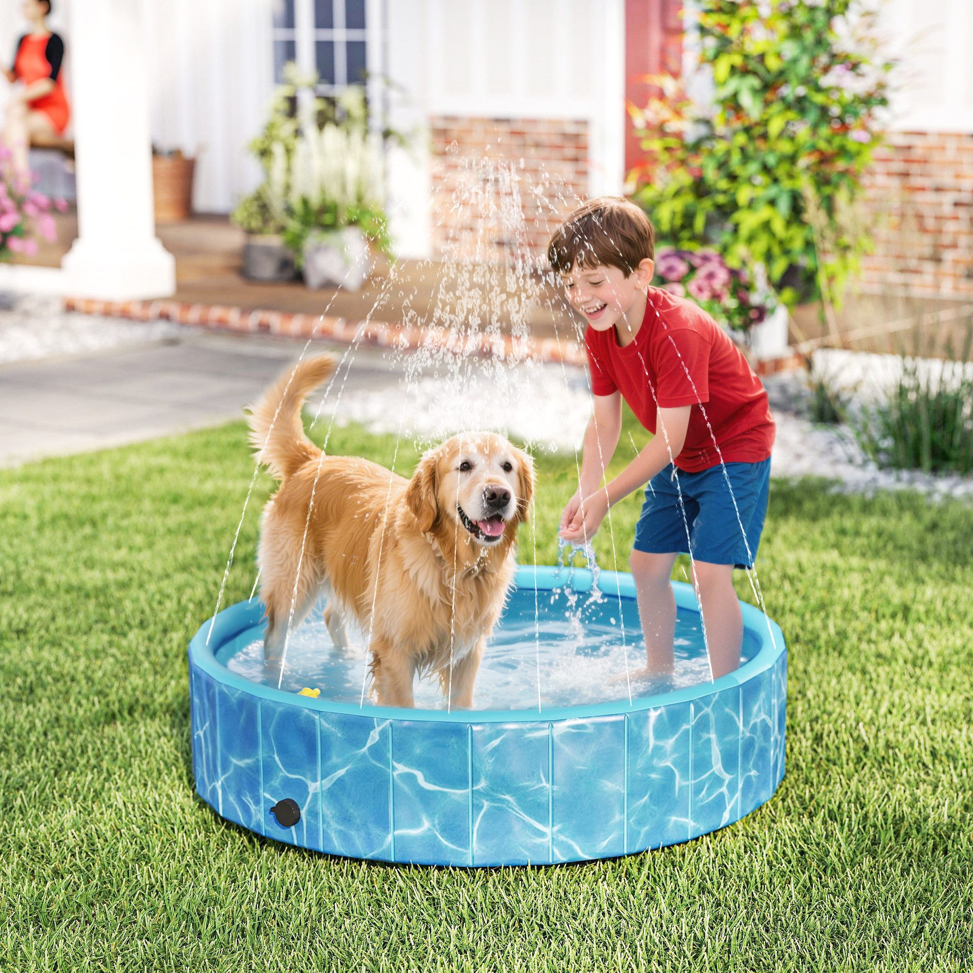 PawHut Hundepool mit Brunnen- und Wasserpolsterdesign, günstig online kaufen