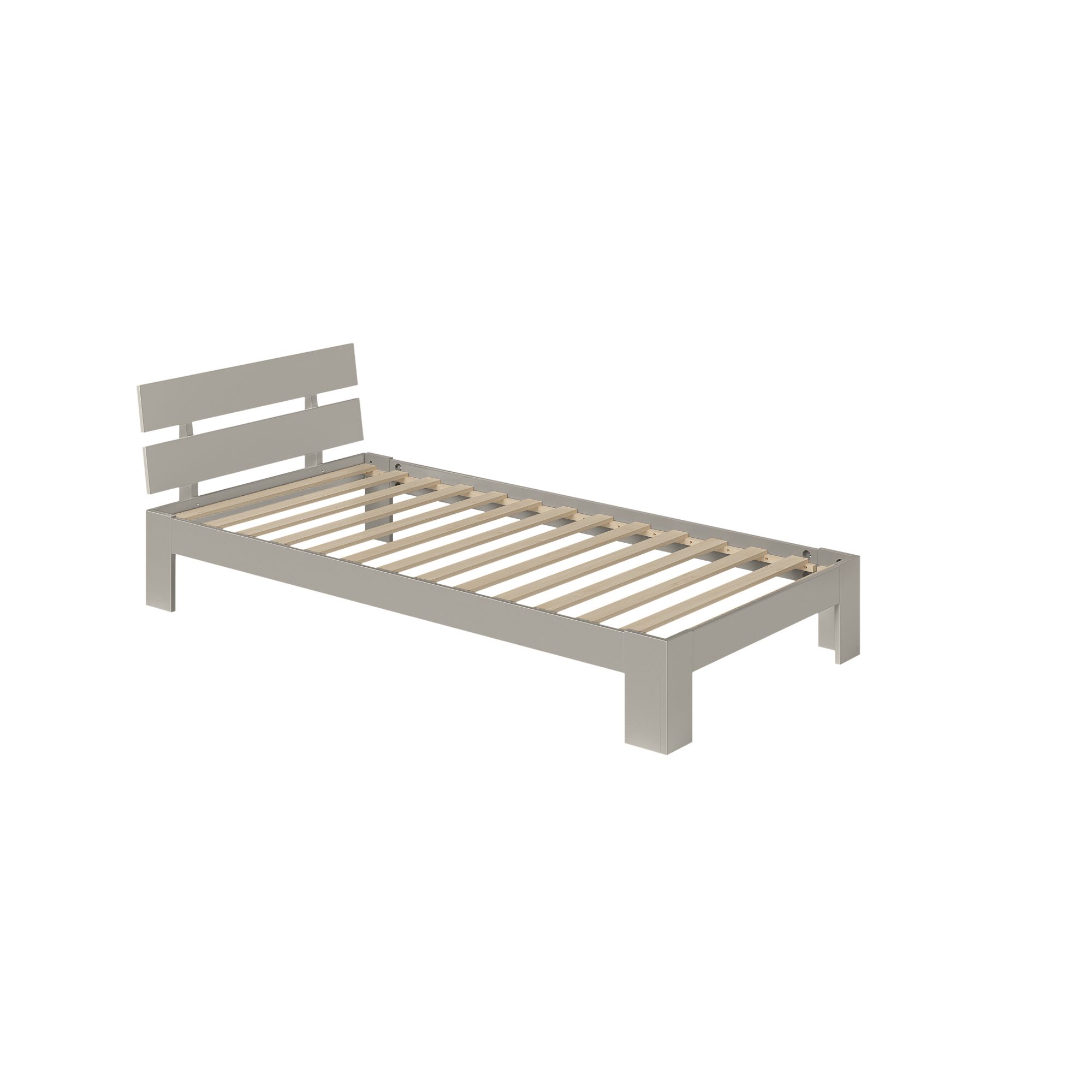 Bellamio Massivholzbett Kavir aus Kiefer inkl. Lattenrost (Cremegrau, 90x200 cm), Bettrahmen mit Bettkopf, auch verfügbar in 120/140x200 cm