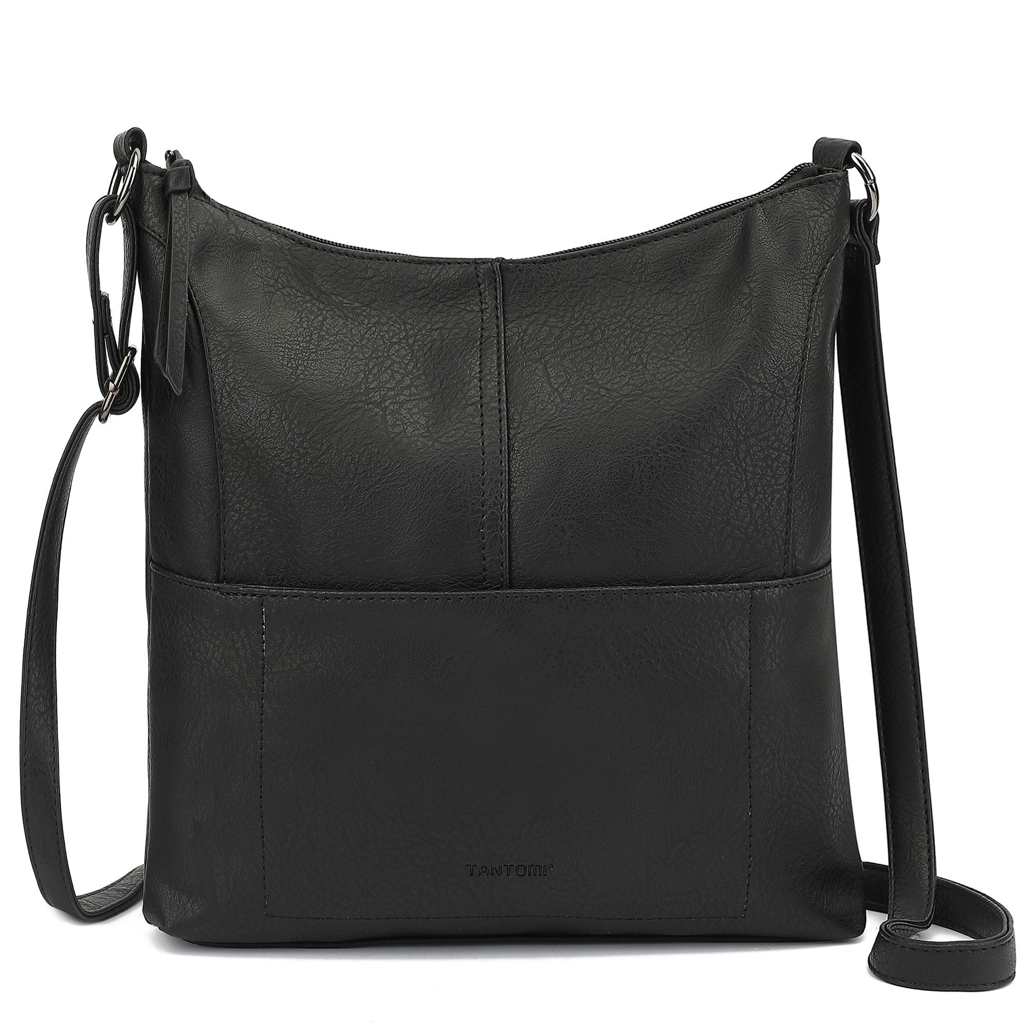 TAN.TOMI Schultertasche Handtasche Damen Shopper Tasche Crossbody Bag Freizeit leicht, PU Leder shopper mit Reißverschluss für College Arbeit Einkauf