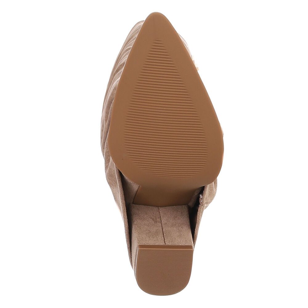 Ital-Design Damen Kniehohe Stiefel mit Blockabsatz und Spitze High-Heel-Stiefel (92125421) Blockabsatz Stiefel in Hellbraun – Bild 3 von 5