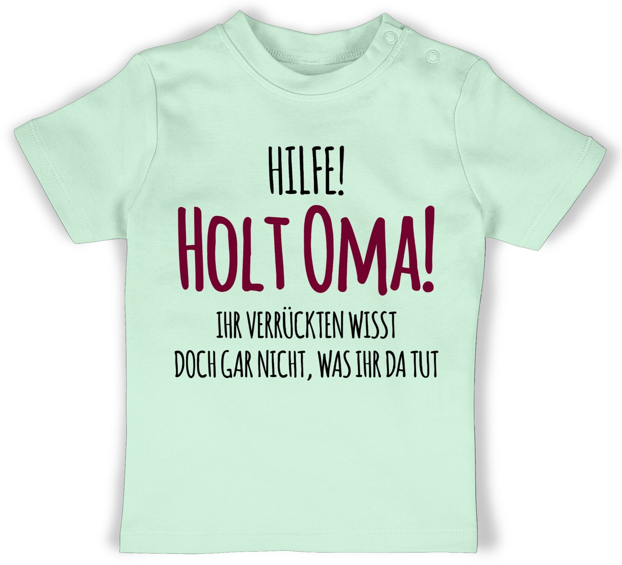 Shirtracer T-Shirt Hilfe Holt Oma - Geschenk Geburt Omi Sprüche Baby 1 Mintgrün | T-Shirts