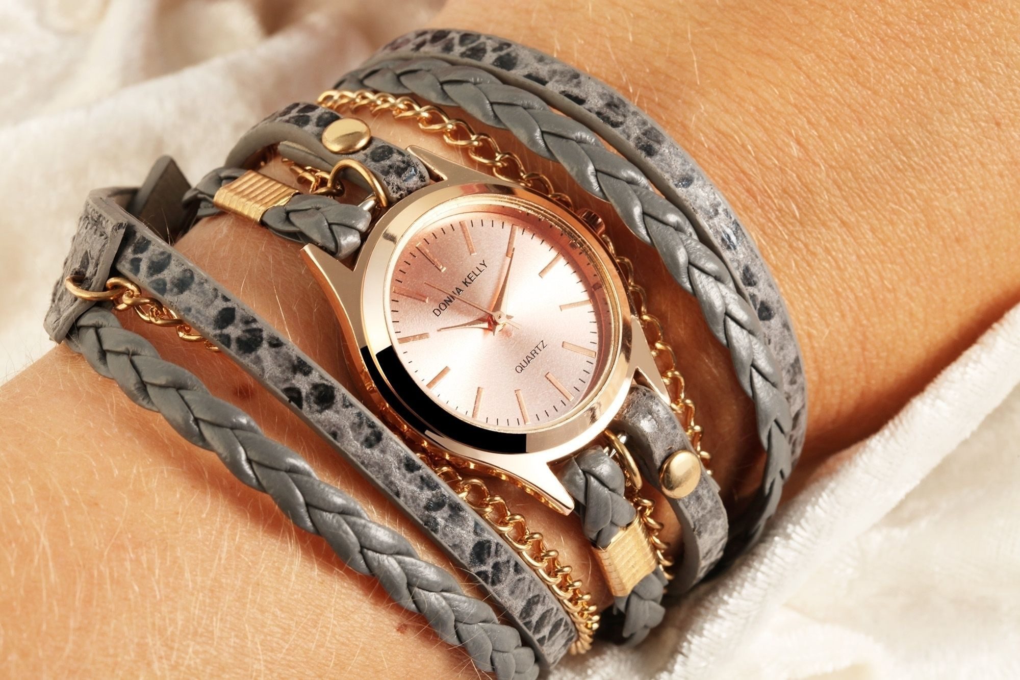 DONNA KELLY Quarzuhr DK0009 Donna Kelly Damenuhr mit Lederimitation-Wickela günstig online kaufen