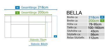 Sofanella 3-Sitzer BELLA Dreisitzer Stoff Stoffcouch Designersofa