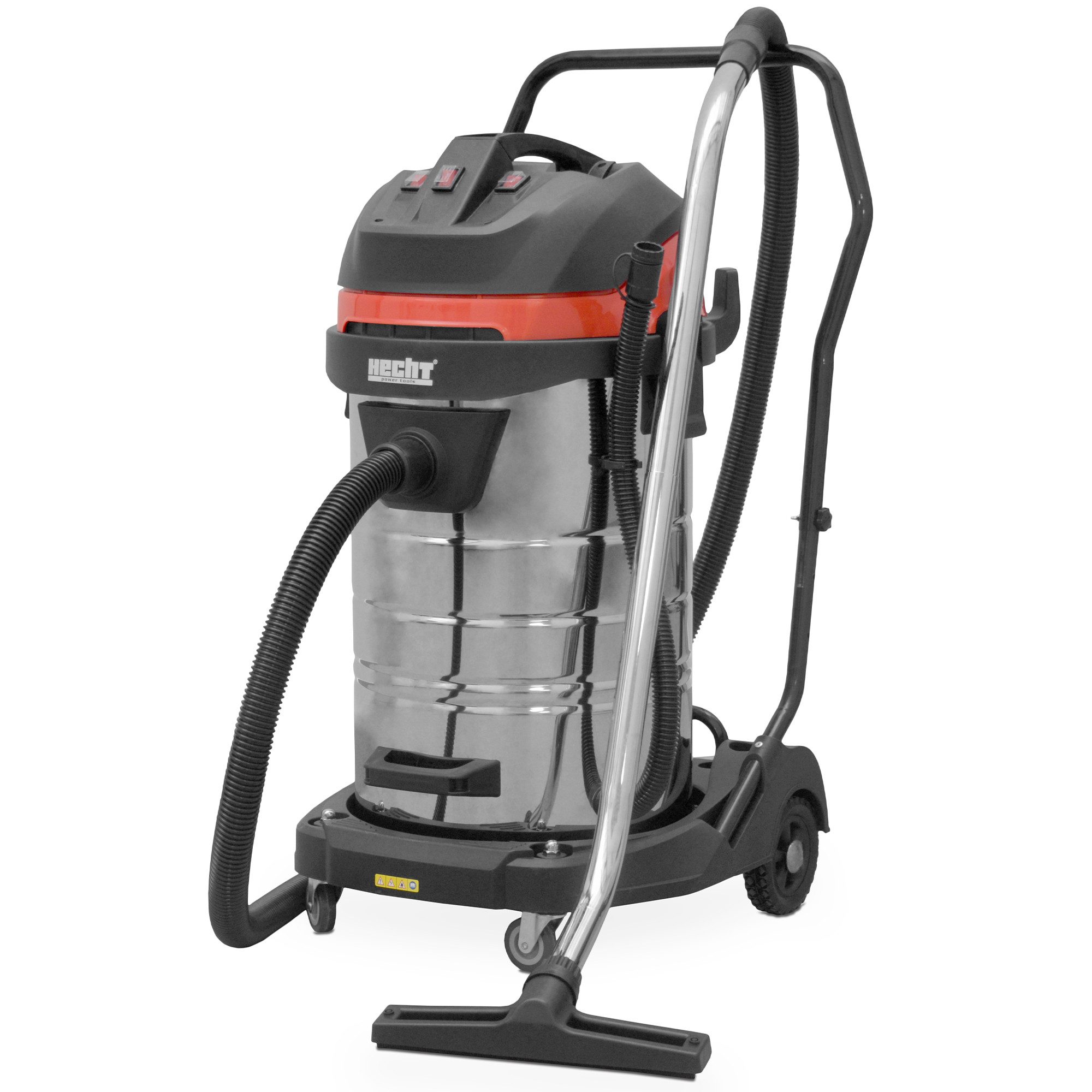 Hecht Industriesauger 8380 Nass-Trockensauger 80L Edelstahlbehälter Werkstattsauger, 3000 W, Behälter, beutellos Staubsauger Baustelle Garage