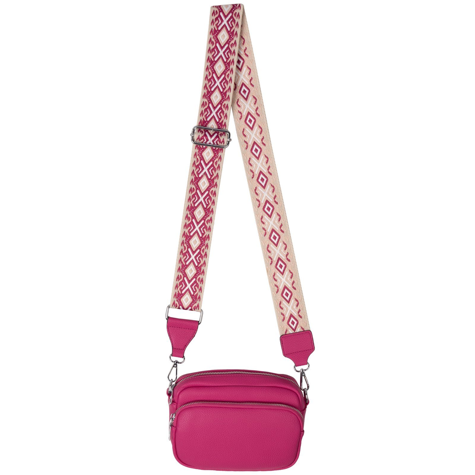 EAAKIE Gürteltasche Bauchtasche Umhängetasche Crossbody-Bag Hüfttasche Kunstleder Italy-D, als Schultertasche, CrossOver, Umhängetasche tragbar FUSCHIA