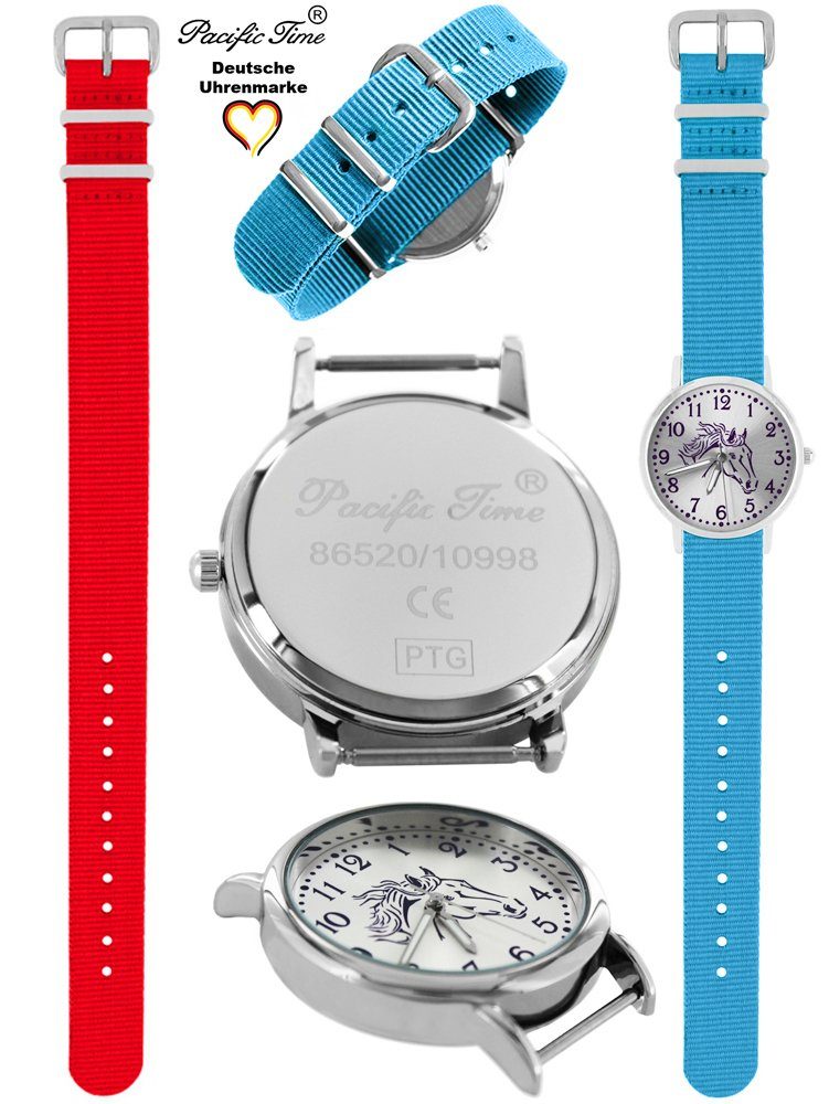 Armbanduhr Pacific Mix Set und - rot Wechselarmband, Pferd Design violett hellblau Time Quarzuhr Match Gratis und Versand Kinder