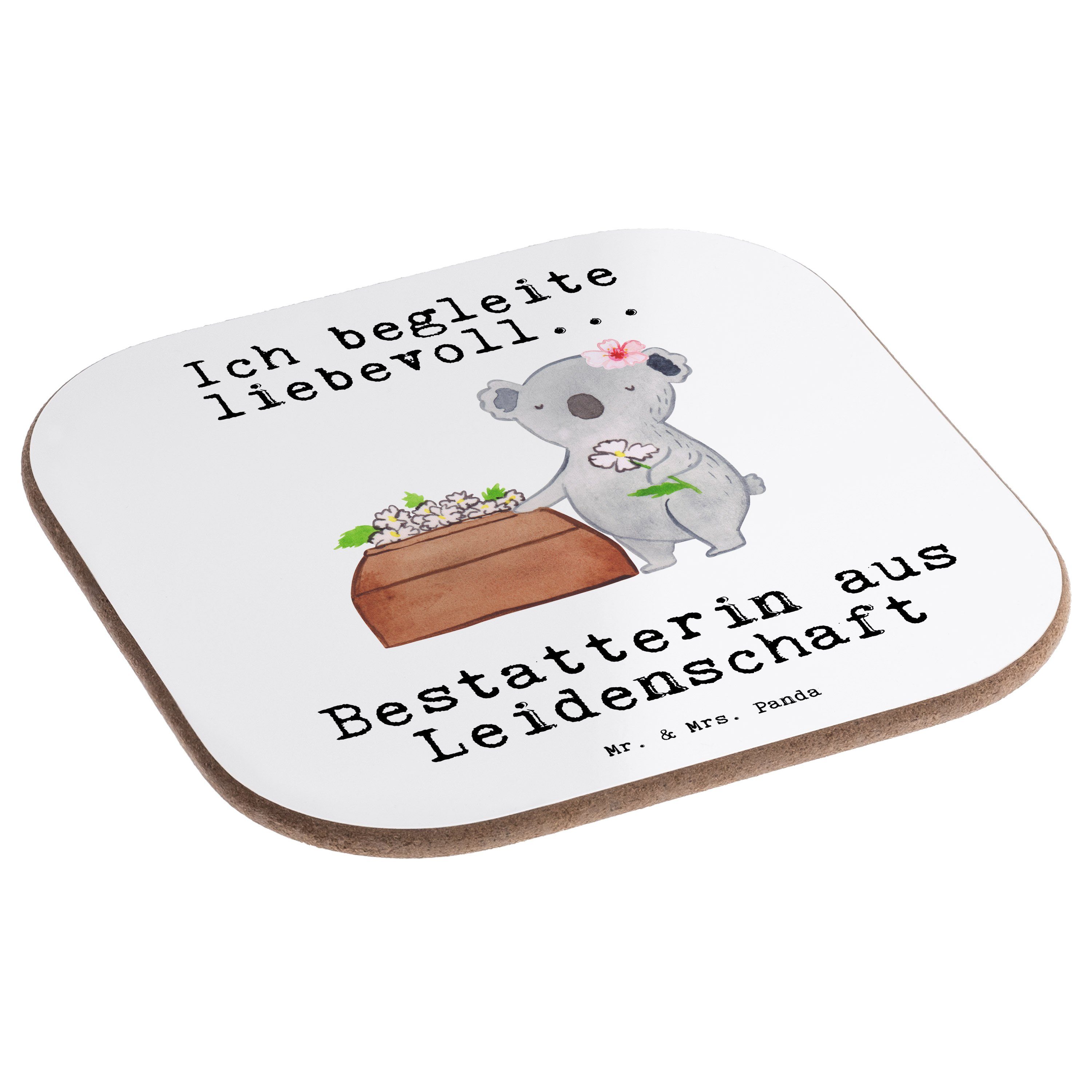 Mr. & Mrs. Getränkeuntersetzer Geschenk, aus - Bestatterin Panda - 1-tlg. Weiß Getränkeuntersetzer, Leidenschaft