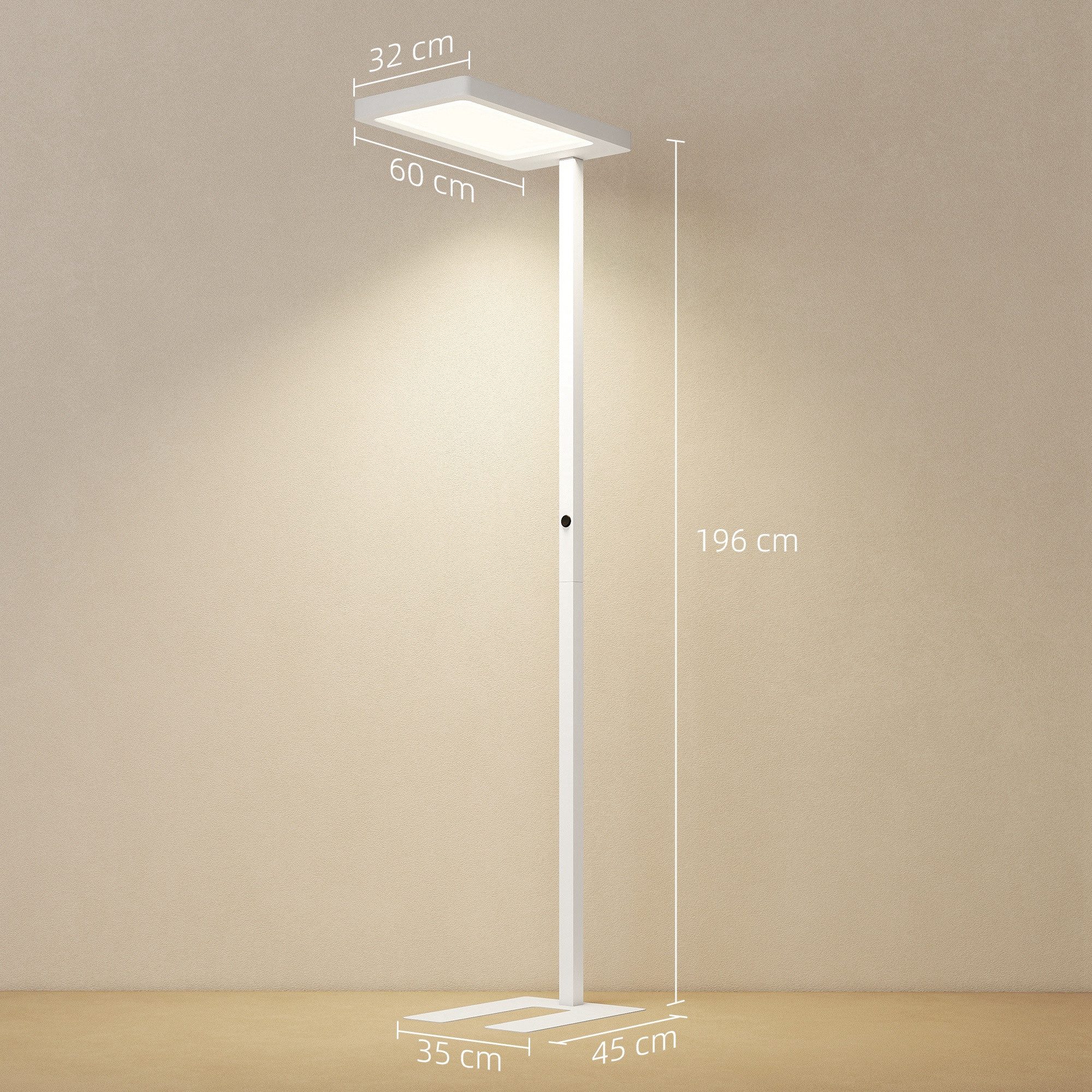 HOMCOM Stehlampe Stehleuchte mit Fernbedienung, Timing-Funktion, Nachtlicht, Dimmfunktion, LED fest integriert, Warmweiß, Kaltweiß, Leselampe Stehend für Schlafzimmer Wohnzimmer