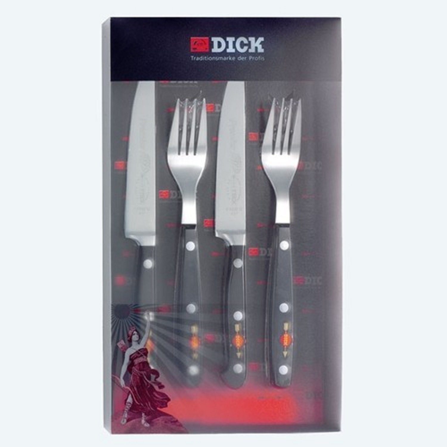 F. DICK Dick Messer-Set Dick 8108000 Steakbesteck 4-tlg. Steakmesserset mit Gabel Premier Plus Messer