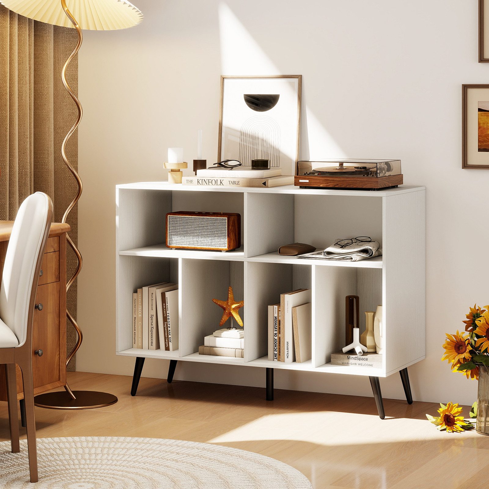 COSTWAY Sideboard, Plattenspielerständer Holz, 100x40x74,5cm günstig online kaufen