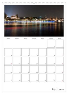 CALVENDO Wandkalender Hamburg bei Nacht (Premium, hochwertiger DIN A2 Wandkalender 2023, Kunstdruck in Hochglanz)