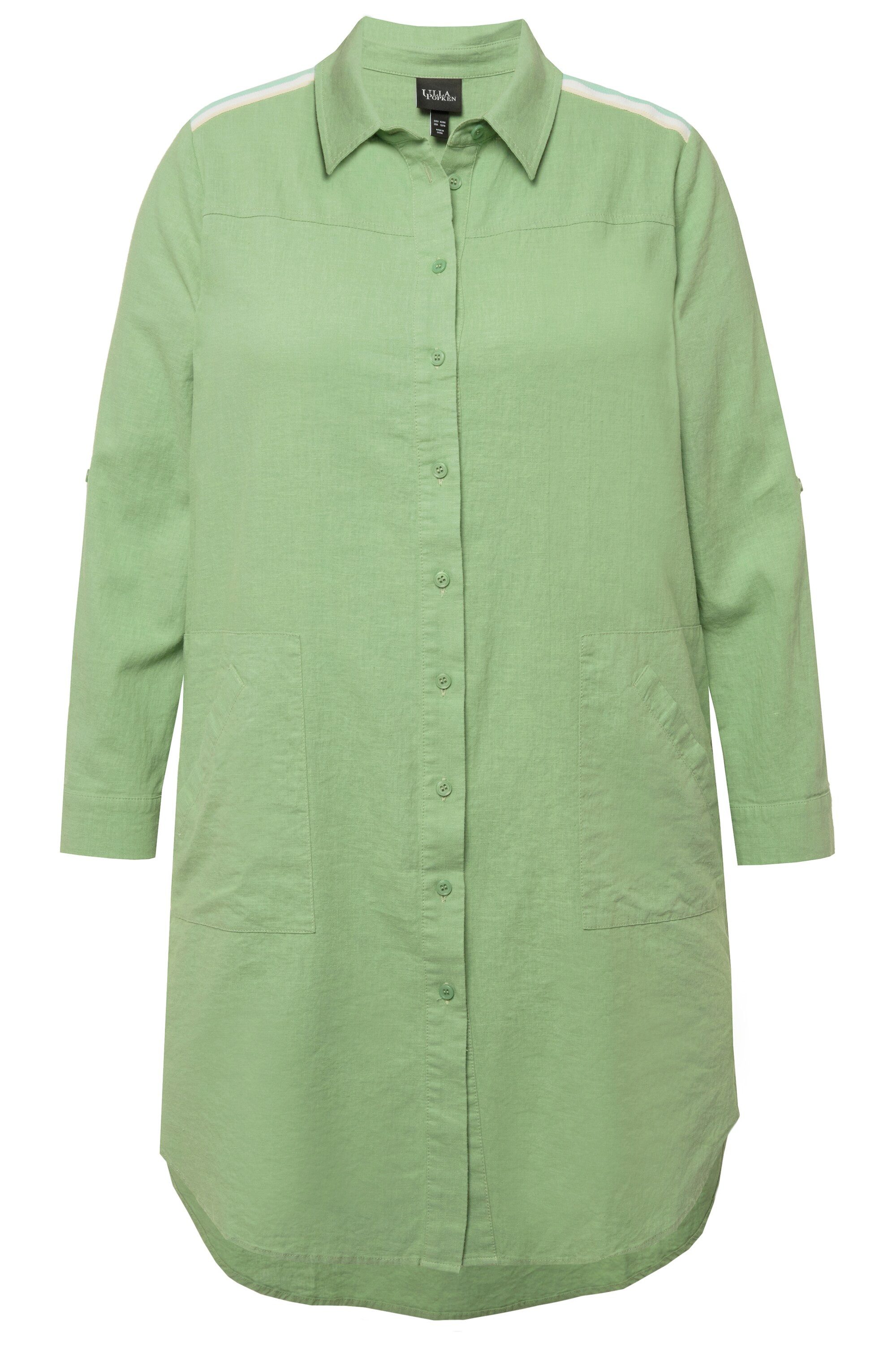 Ulla Popken Hemdbluse Longbluse Leinenmix Streifenband günstig online kaufen