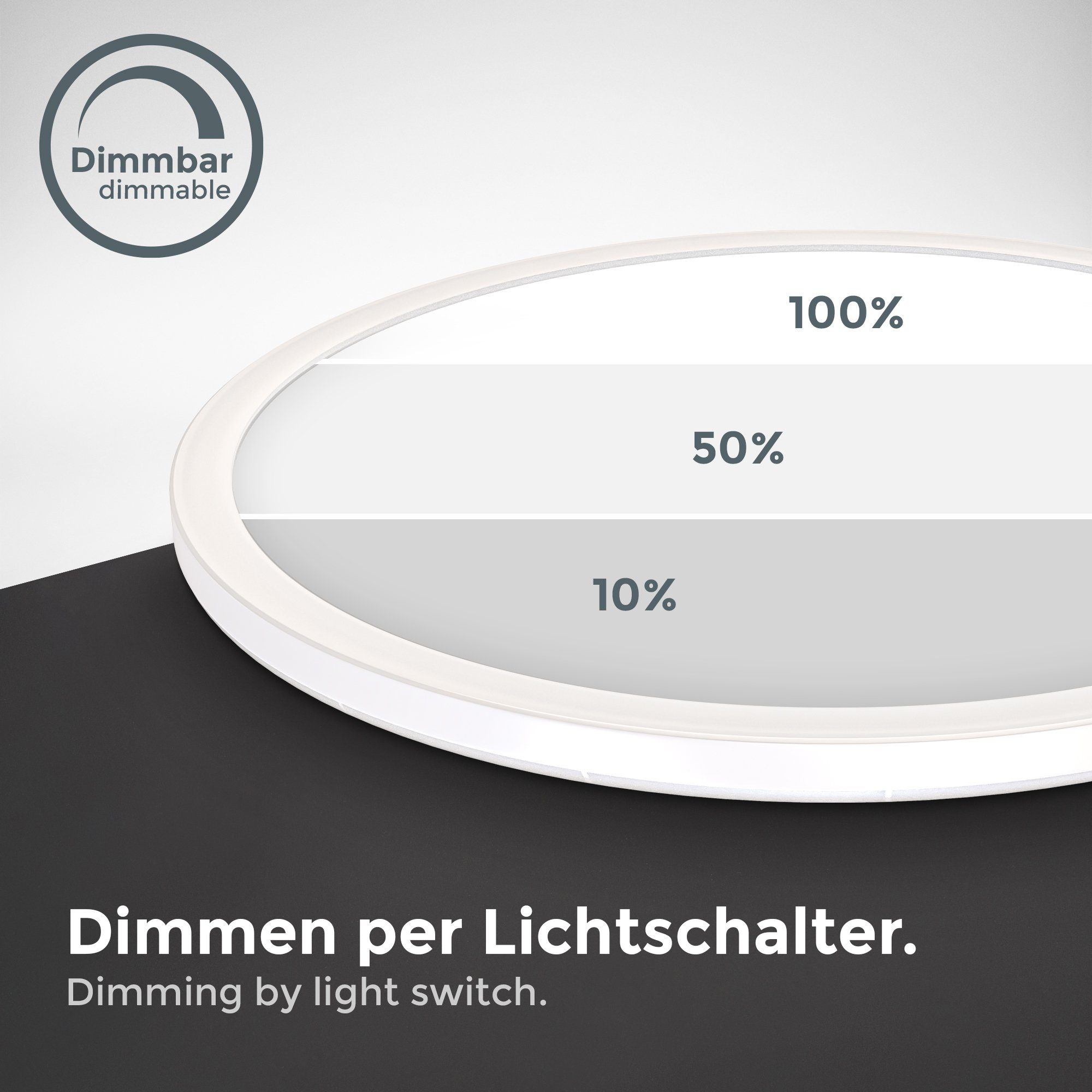 dimmbar, indirektes neutralweiß integriert, LED Licht, B.K.Licht Neutralweiß, Deckenleuchte, fest ultra-flach, Panel,
