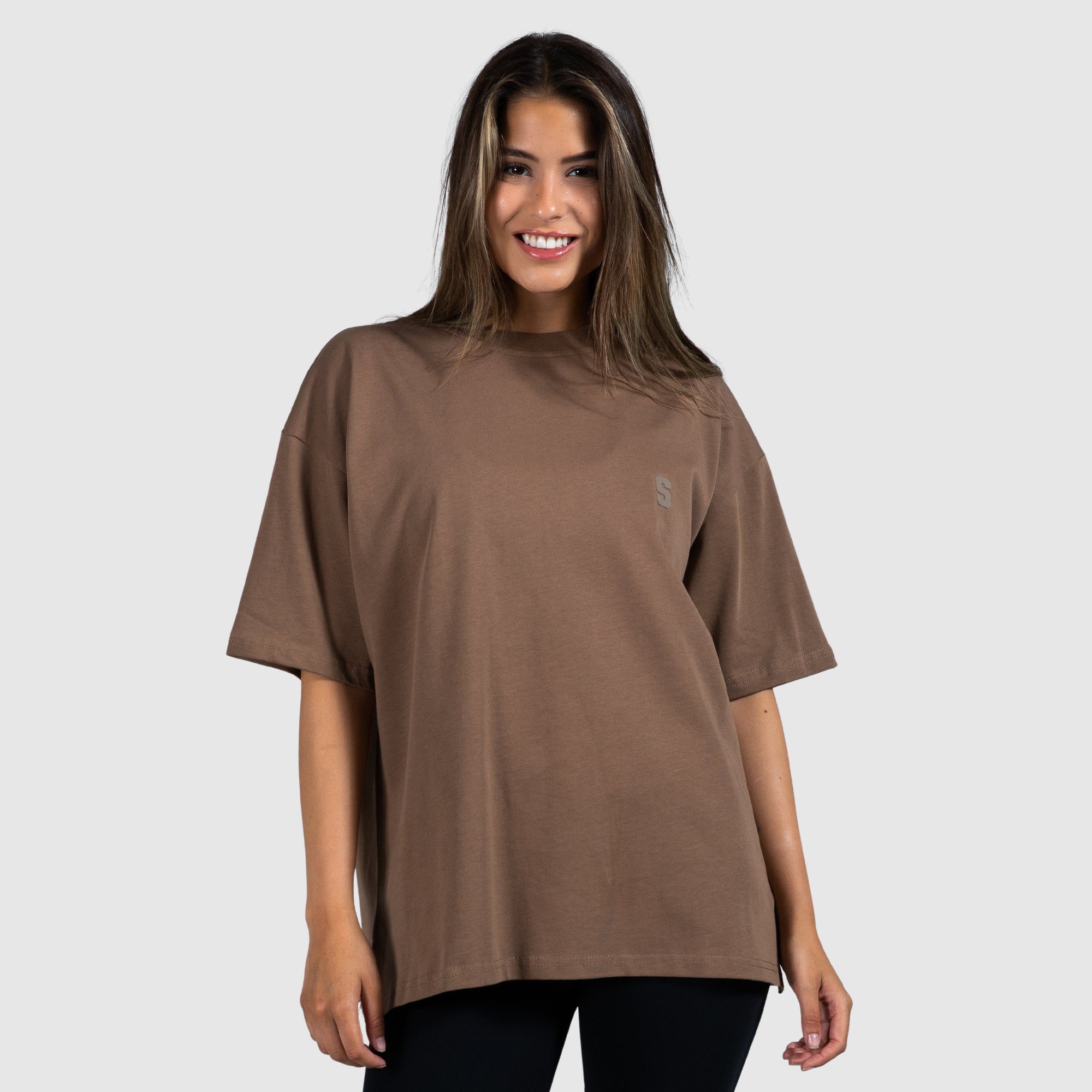 Smilodox T-Shirt Sina Oversize, 100% Baumwolle Braun