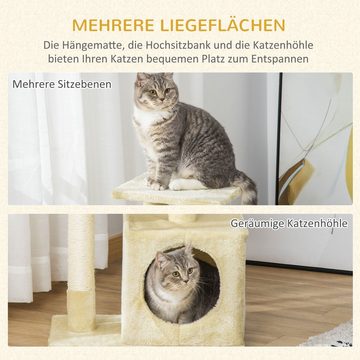 PawHut Kratzbaum Katzenbaum Katzenmöbel mit weichem Plüsch E1-Klasse Spanplatte Beige, 50B x 30T x 81.5H cm