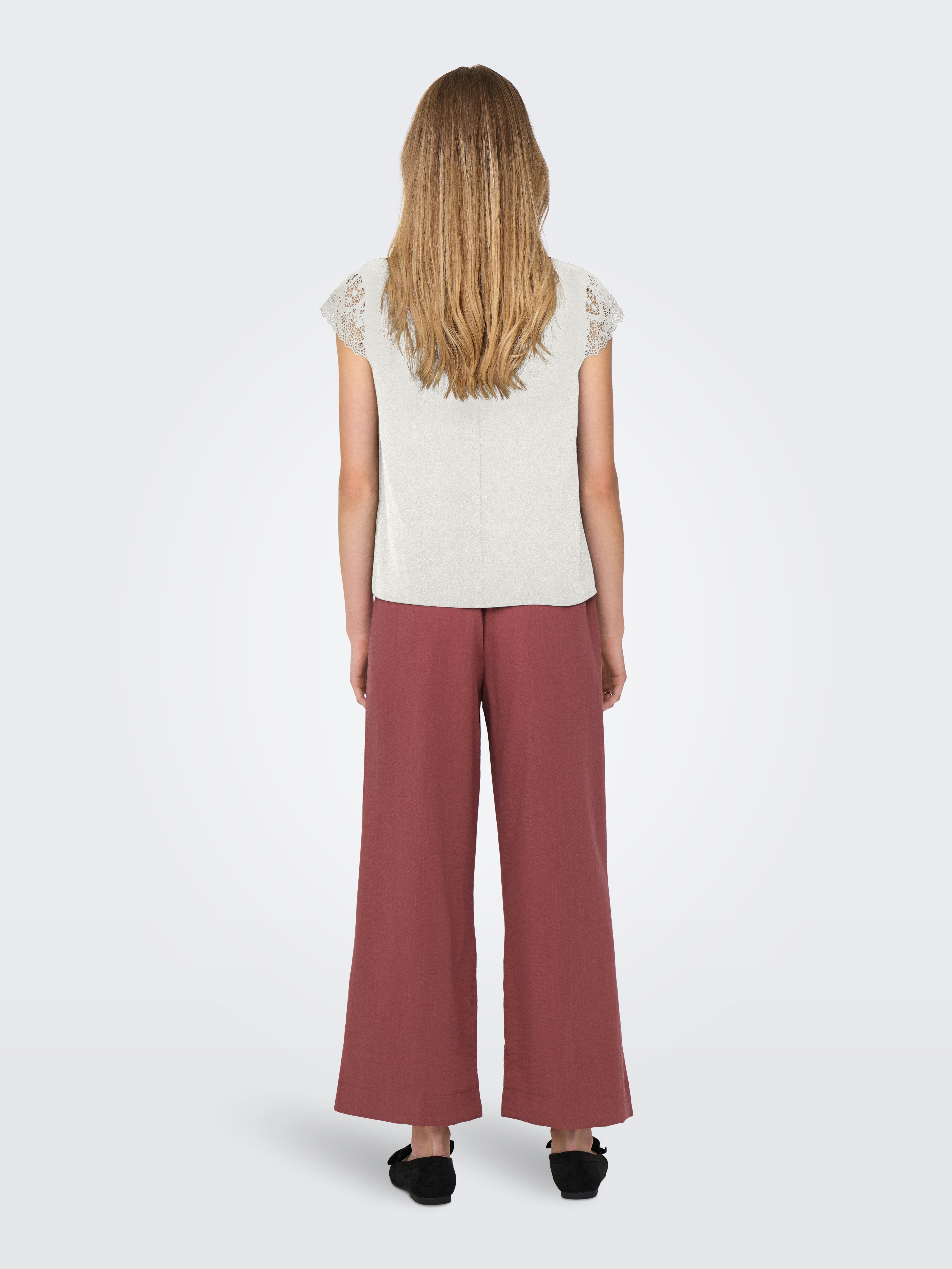 ONLY Kurzarmshirt ONLELVA FR S/S LACE V-NECK TOP CS PTM günstig online kaufen