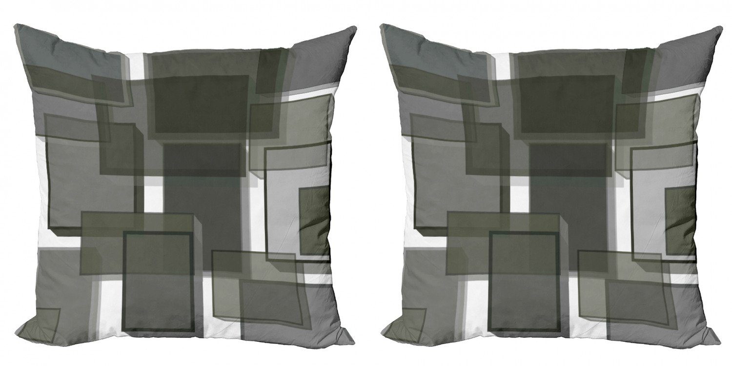 Kissenbezüge Modern Accent Doppelseitiger Digitaldruck, Abakuhaus (2 Stück), Taupe Würfel moderne abstrakte