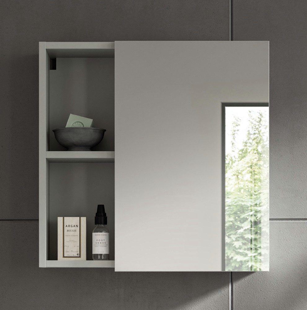 xonox.home Badezimmerspiegelschrank Spiegelschrank Copa hellgrau ohne Beleuchtung (1-St) Spiegel,Melamin beschichtet,Breite 55 cm,Drehtür