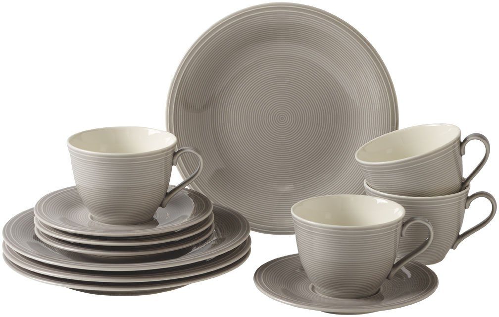 like. by Villeroy & Boch Kaffeeservice Color Loop Stone (12tlg), 4 Personen, Porzellan