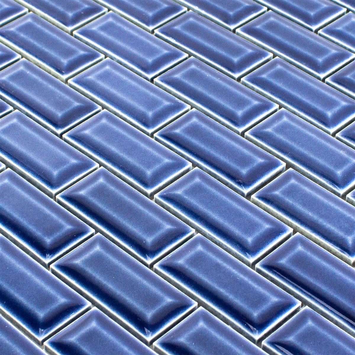 Mosafil Mosaikfliesen Keramikmosaik Fliesen Organica Metro, Keramik 30.000x30.000, blau, Verlegefertig auf ein Netz geklebt - Frostsicher - Wasserfest