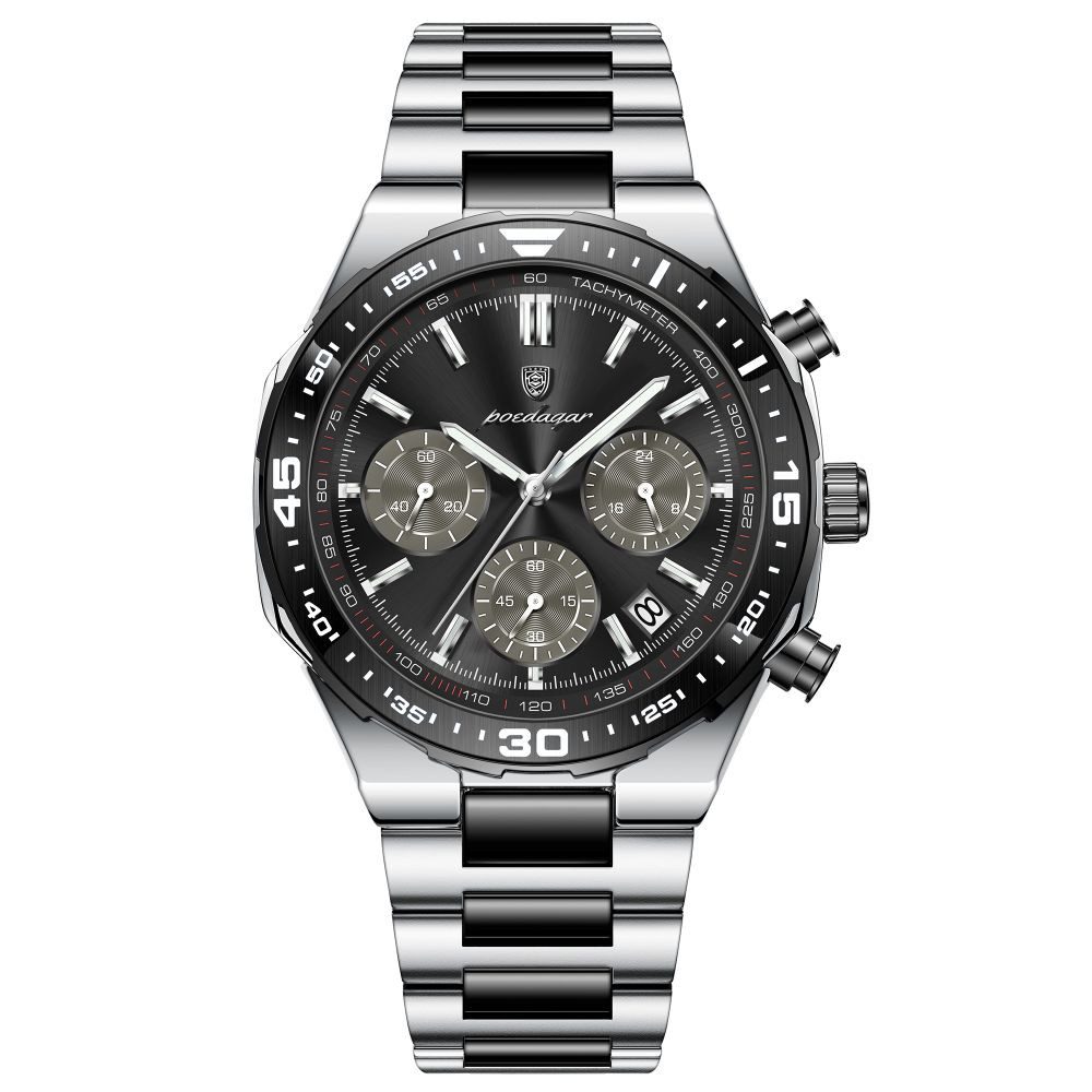 POEDAGAR Quarzuhr Poedagar 697 Elegante Herrenuhr mit Chronograph und Tag-Nachtanzeige 697