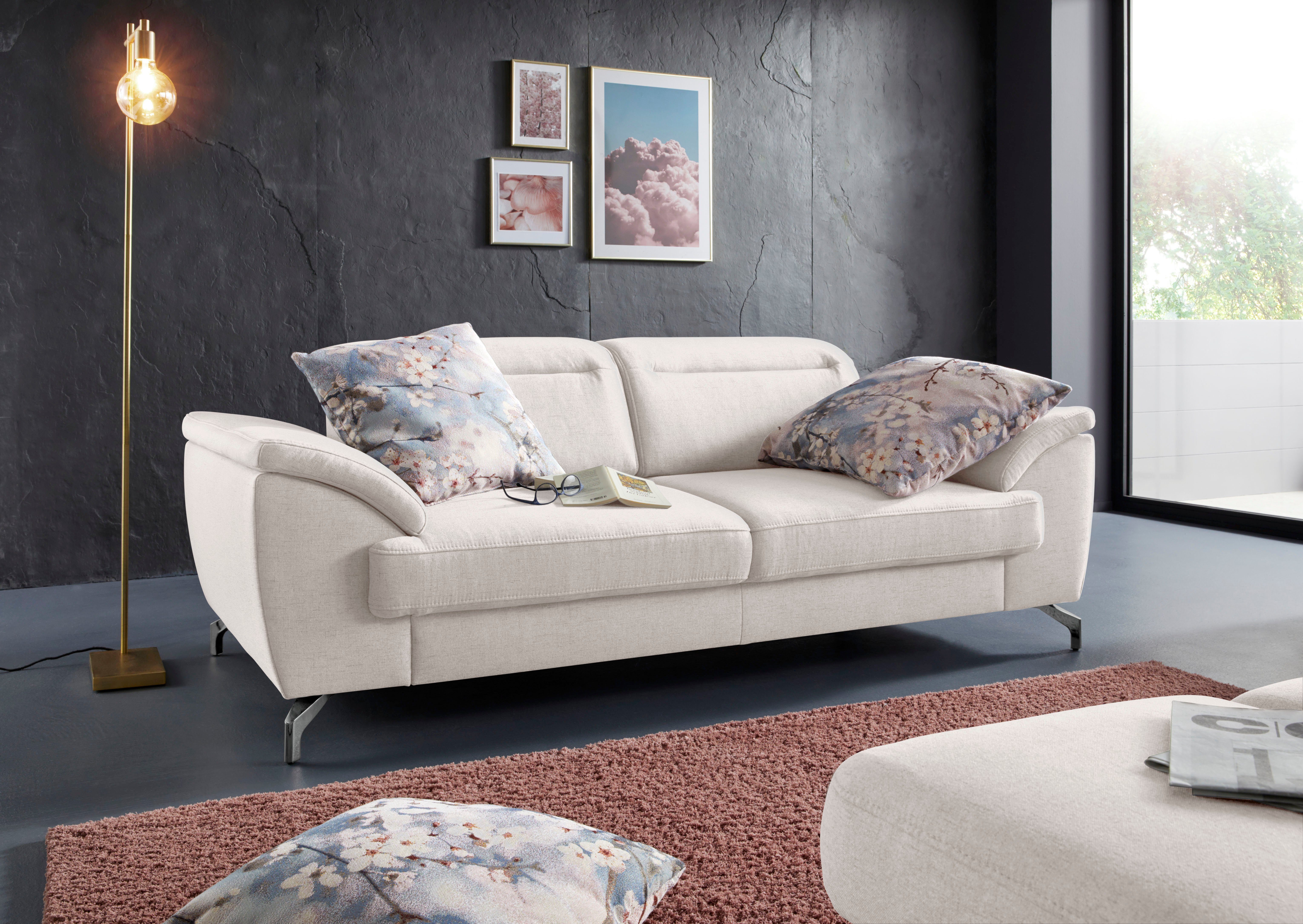 sit&more 2,5-Sitzer Percy, 12 cm Fußhöhe, Sitztiefenverstellung, wahlweise Kopfteilverstellung