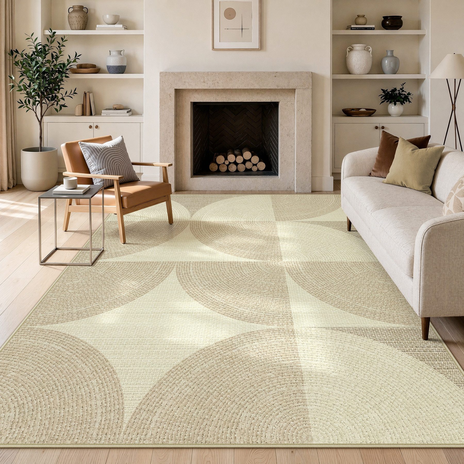 Tribesigns Teppich Geometrischer Minimalist Kurzflor Teppich, Maschinenwaschbar, 160 x 230 cm Rutschfester Wohnzimmerteppich, Teppich für Wohnzimmer