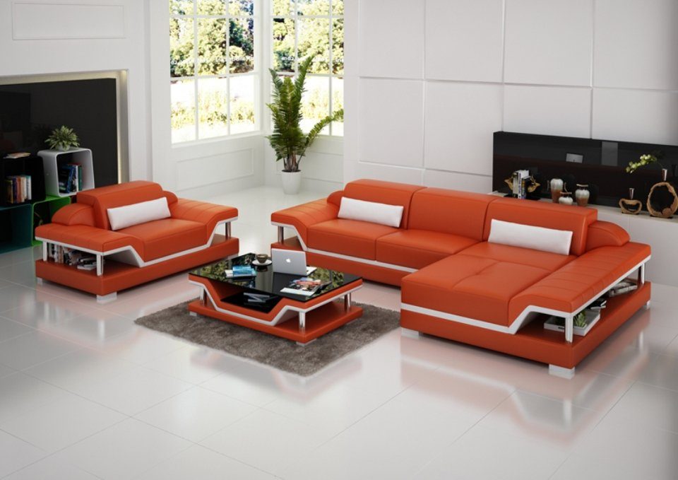 JVmoebel Ecksofa Design Ledersofa Sofa Couch Polster Eck Wohnlandschaft Sofas