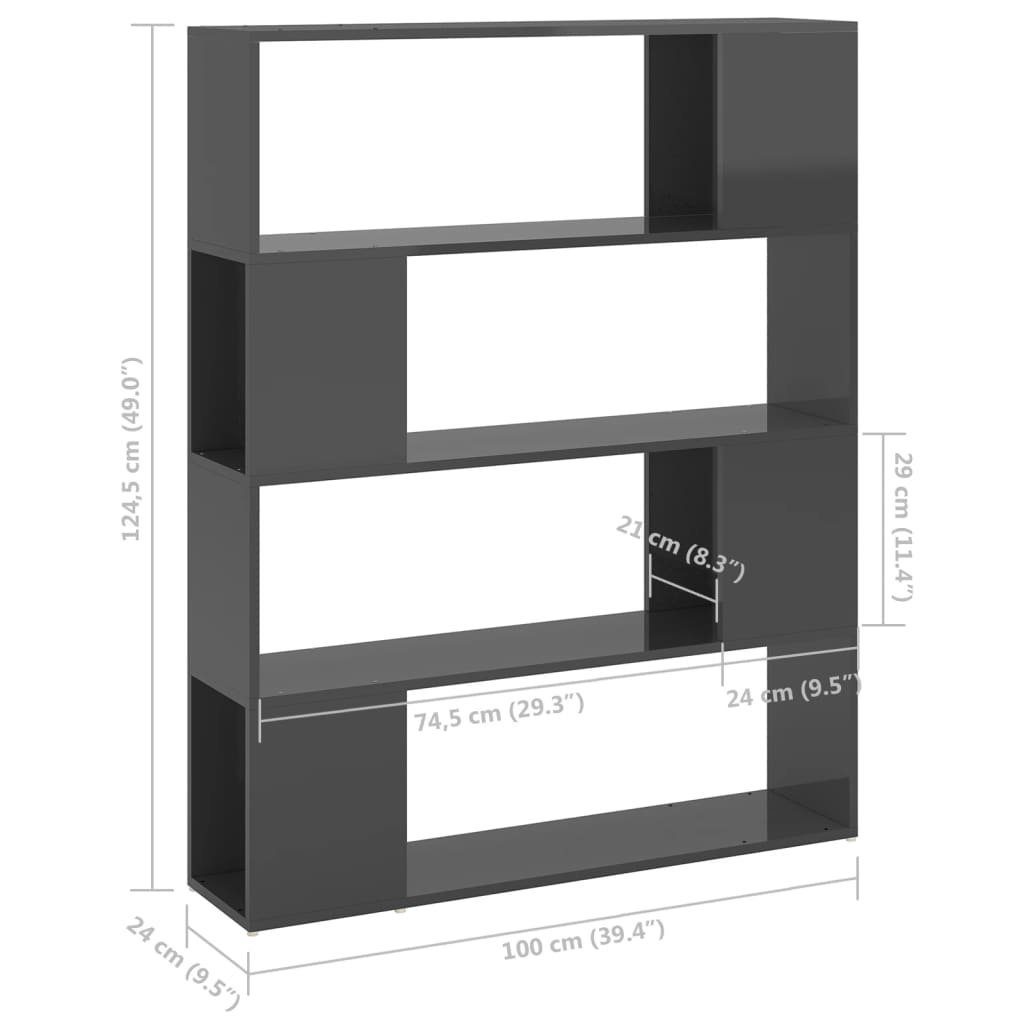Raumteiler furnicato 100x24x124 cm Bücherregal Hochglanz-Grau