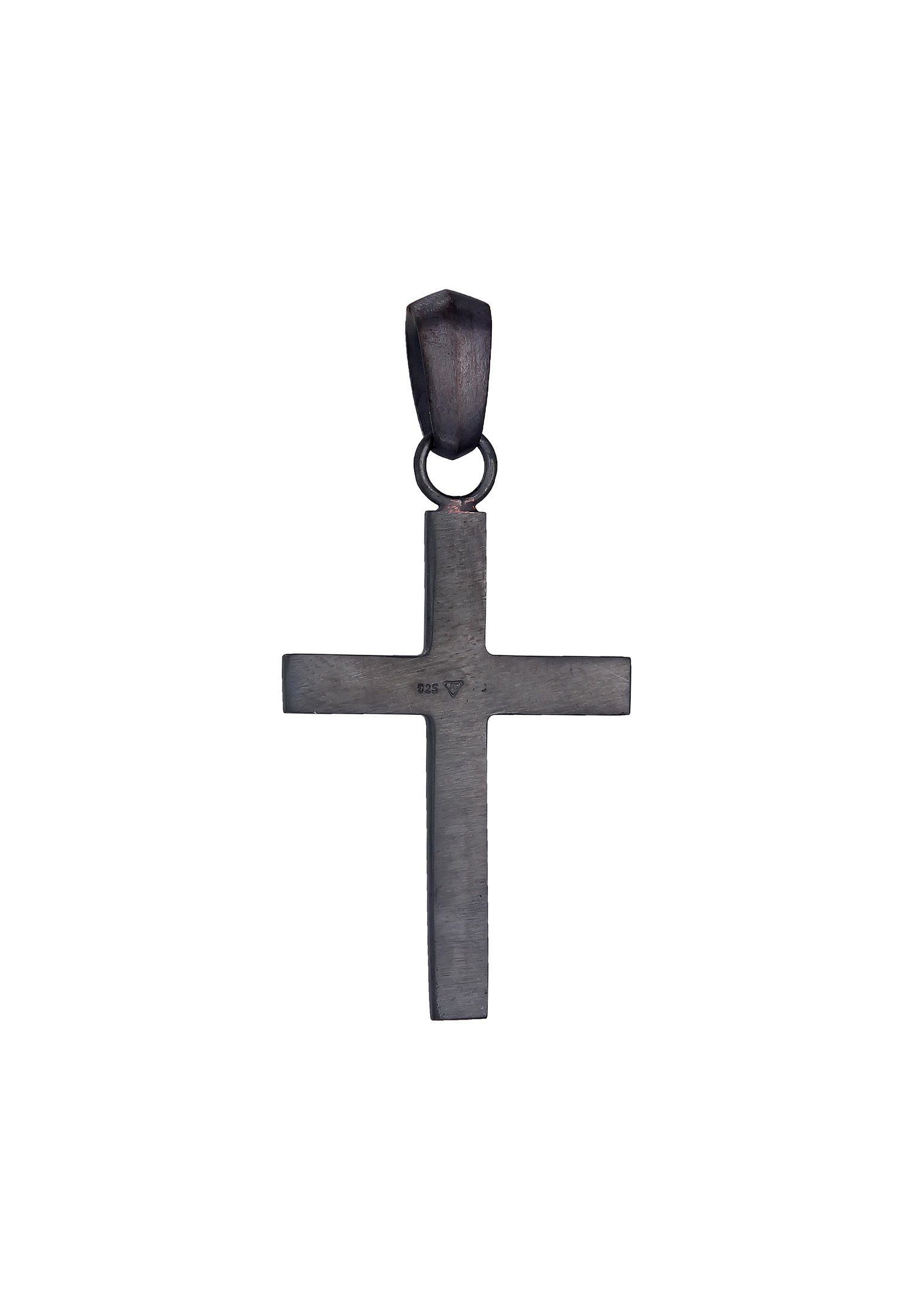 Kuzzoi Kettenanhänger Kreuz Modern Silber 925 Schwarz