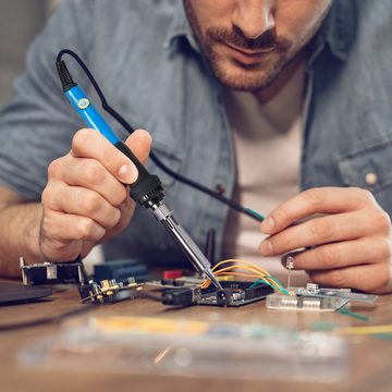 Retoo Lötkolben Lötkolben Set 60W Soldering Iron Regelbar Feinlötkolben Wire Lötzinn, max. 450 °C, 60 W, Lötkolben Kit Lötset mit 5 Lötkolbenspitzen, Lötkolben, Stand, 5 Pfeilspitzen, Einstellbare Temperatur, Hochwertige Verarbeitung, Schnelles Aufheizen