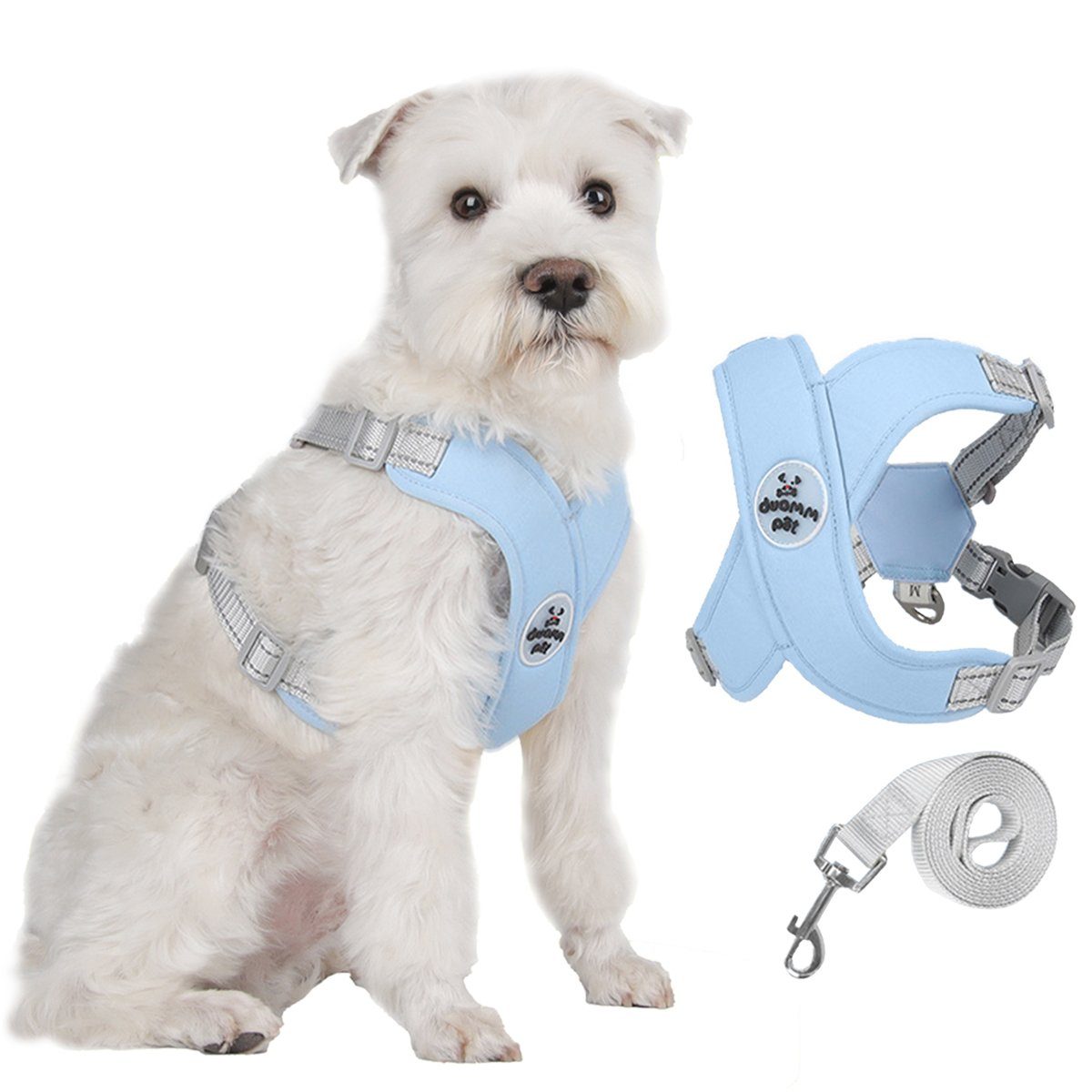 HUNKA Hunde-Geschirr Hundegeschirr, Brustgeschirr für Haustiere, Hundeweste mit Leine, Geeignet für 8-30 Pfund Verstellbarer, reflektierender Hunde-Brustgurt