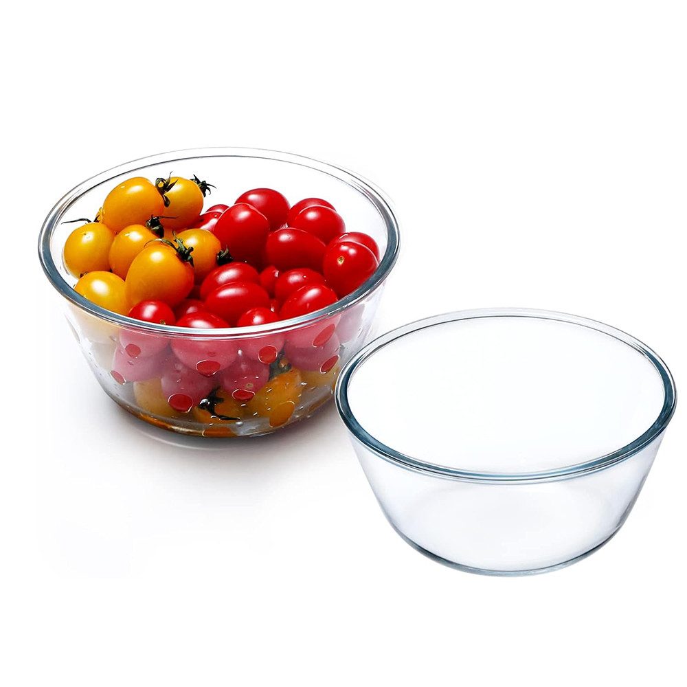 HIBNOPN Rührschüssel 2-teiliges Glasschüssel Set transparentes Rührschüssel Salatschüssel, (2-tlg)