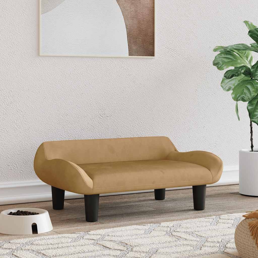 vidaXL Tierbett, Hundebett Braun 70x40x24 cm Samt