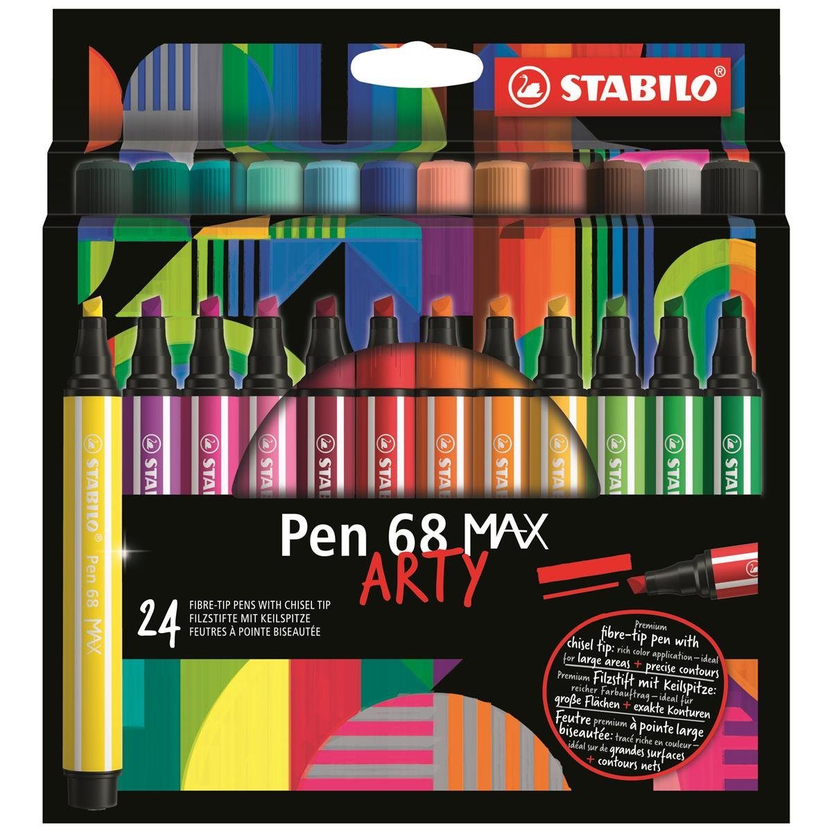 Faserstift STABILO Pen 68 MAX Filzstift - ARTY - 1-5 mm - 24er Pack