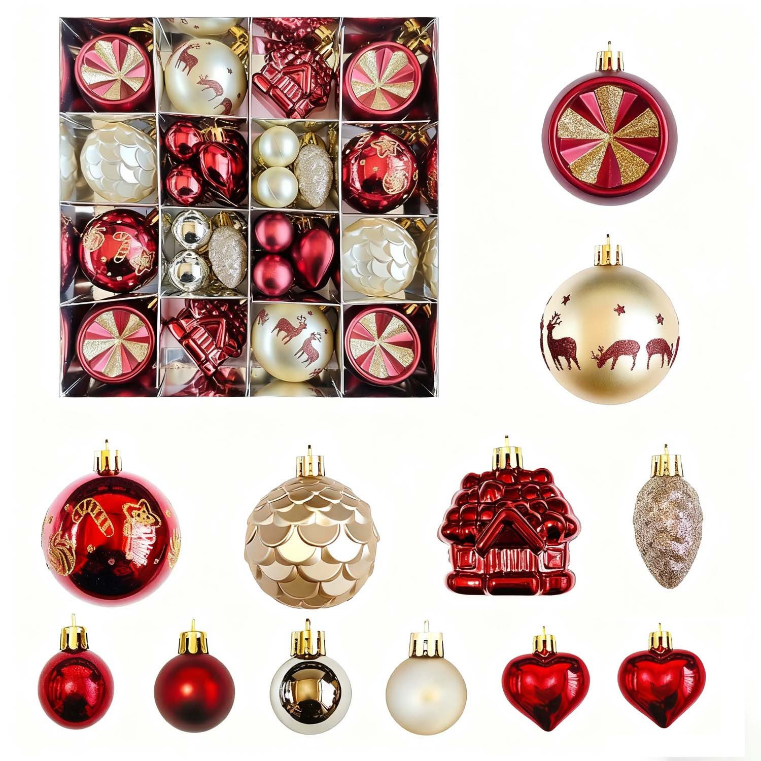 Coonoor Christbaumschmuck 40x Kunststoff Christbaumkugeln Weihnachtsbaum Kugeln