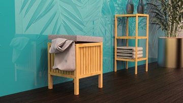 Eisl Badhocker Bambus, Wäschesammler mit Sitzkissen, nachhaltige Badmöbel Bambus