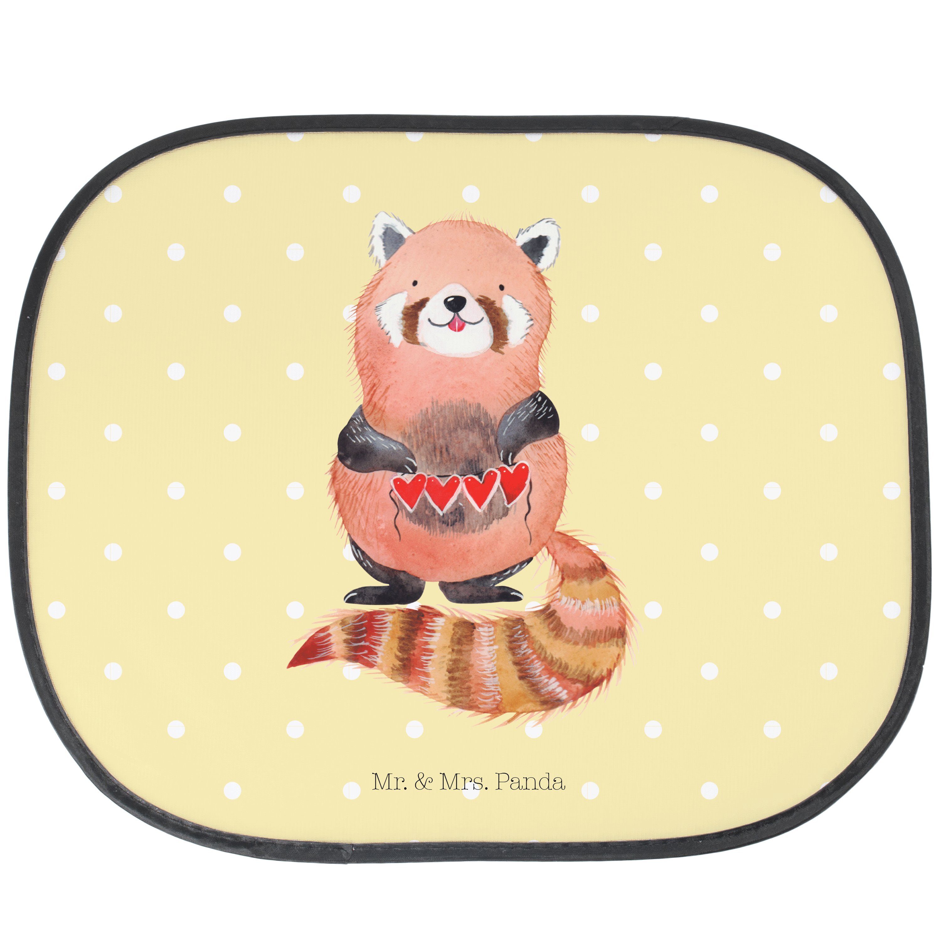 Sonnenschutz Roter Panda - Gelb Pastell - Geschenk, Herz, Tiere, Gute Laune, Sonne, Mr. & Mrs. Panda, Seidenmatt