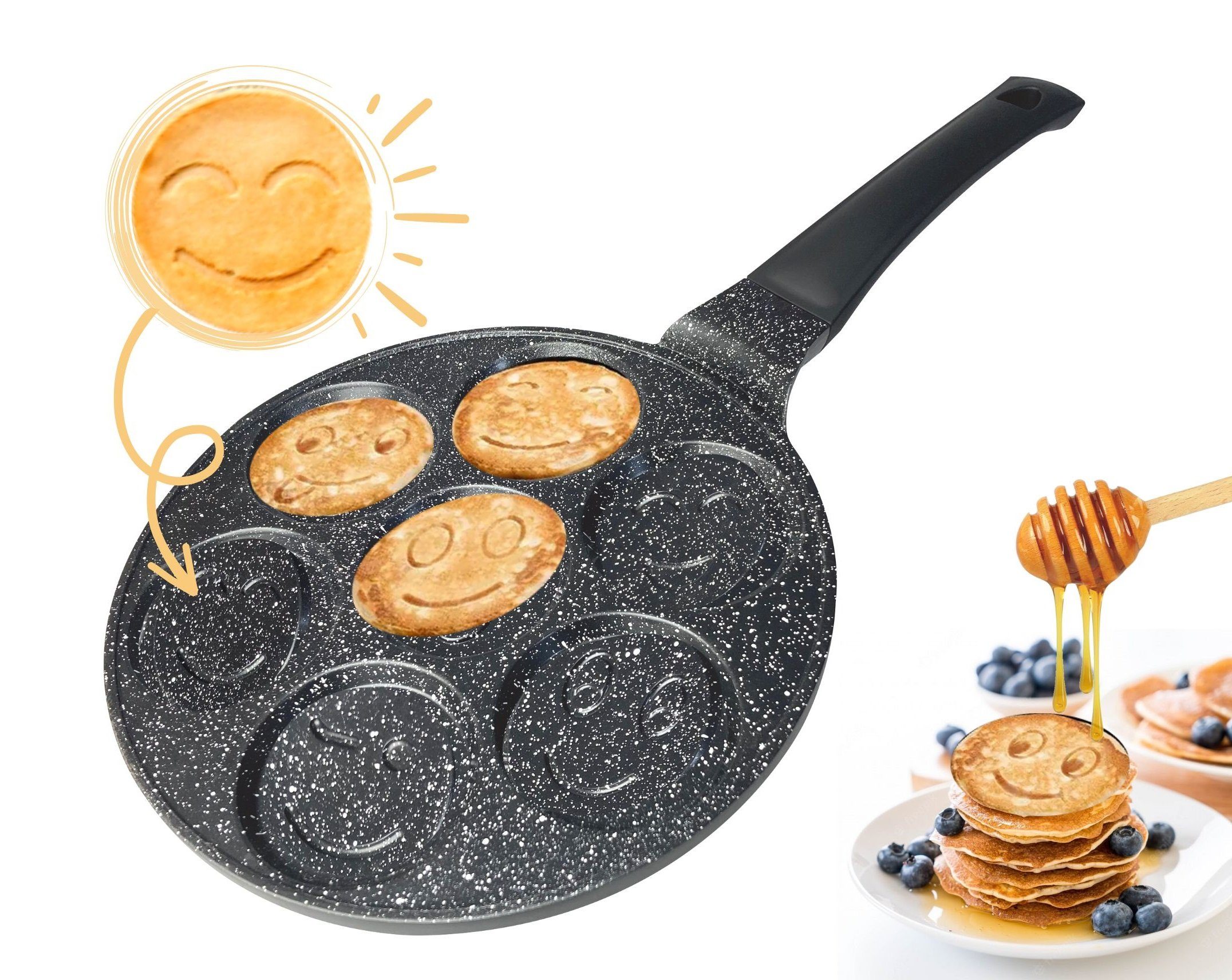 Cheffinger Crêpepfanne Smiley Pfannkuchen Pfanne Ø26cm Induktion Pancake Pfanne