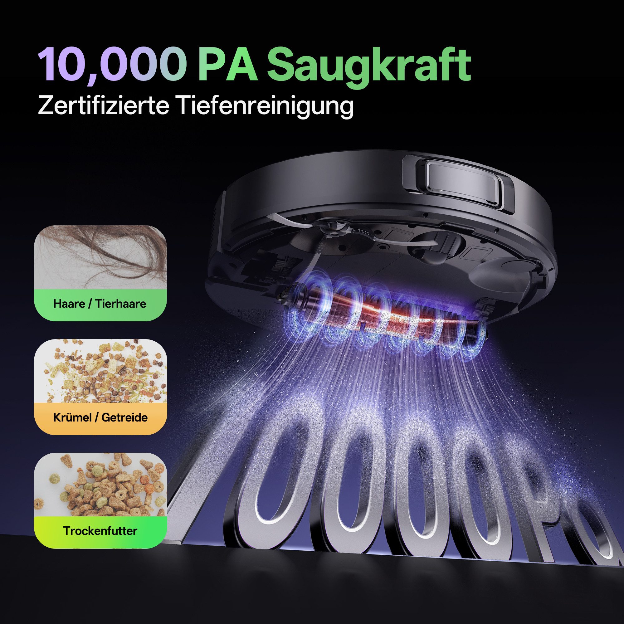 Vactidy Saugroboter W15 3-in-1 Nass Trocken Saugroboter mit Absaugstation, beutellos, mit Staubabsaug- und Selbstentleerungsfunktion, Saug und Wischroboter