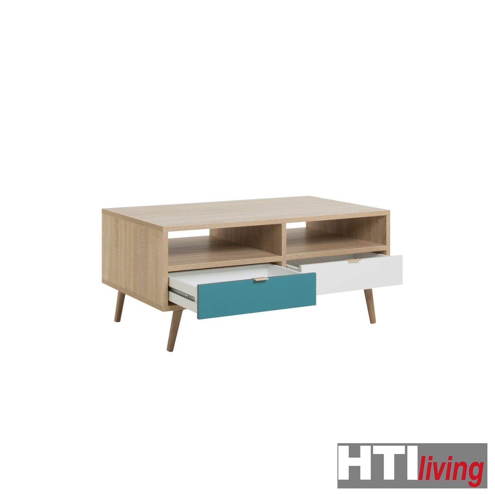 Couchtisch CUBA mit 2 Fächern und 2 Schubkästen von HTI-Living - Schubladen