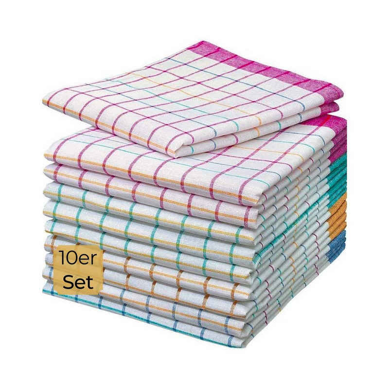 Hometex Premium Textiles Geschirrtuch 10er Set - Geschirrtuch in bunt, Ideal als Küchentuch und Grubentuch mit hoher Wasseraufnahme